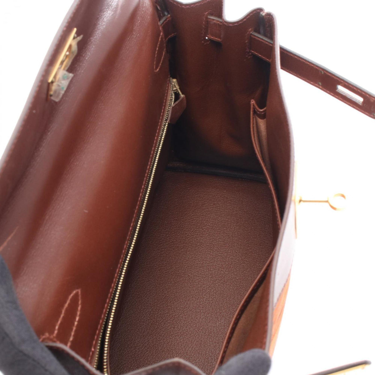 Hermes Brown Multi-Color Orange Vibrato Leather Leather Handbag (Pre-Owned)