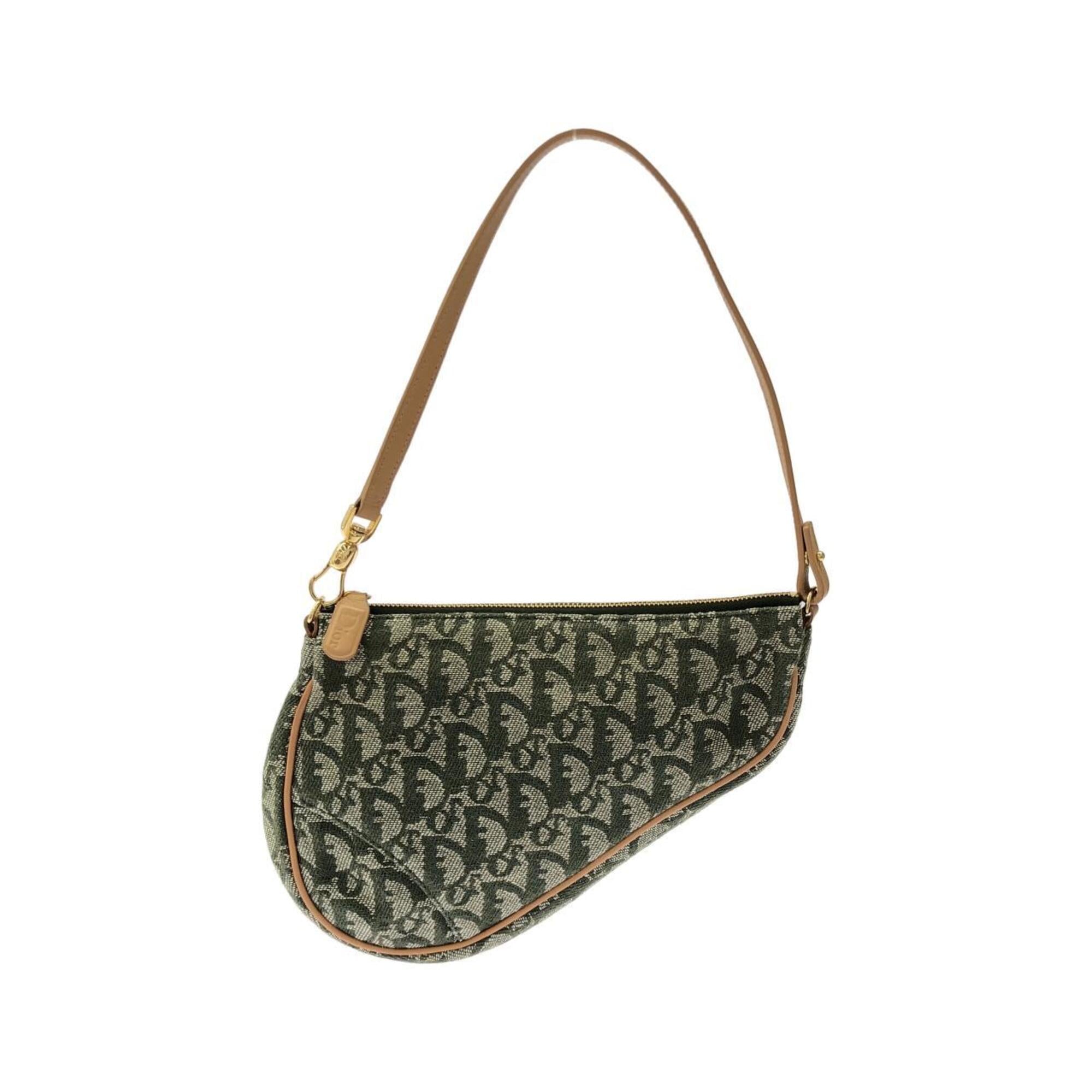 Christian Dior Green Green Canvas Shoulder Bag (Pre-Owned)