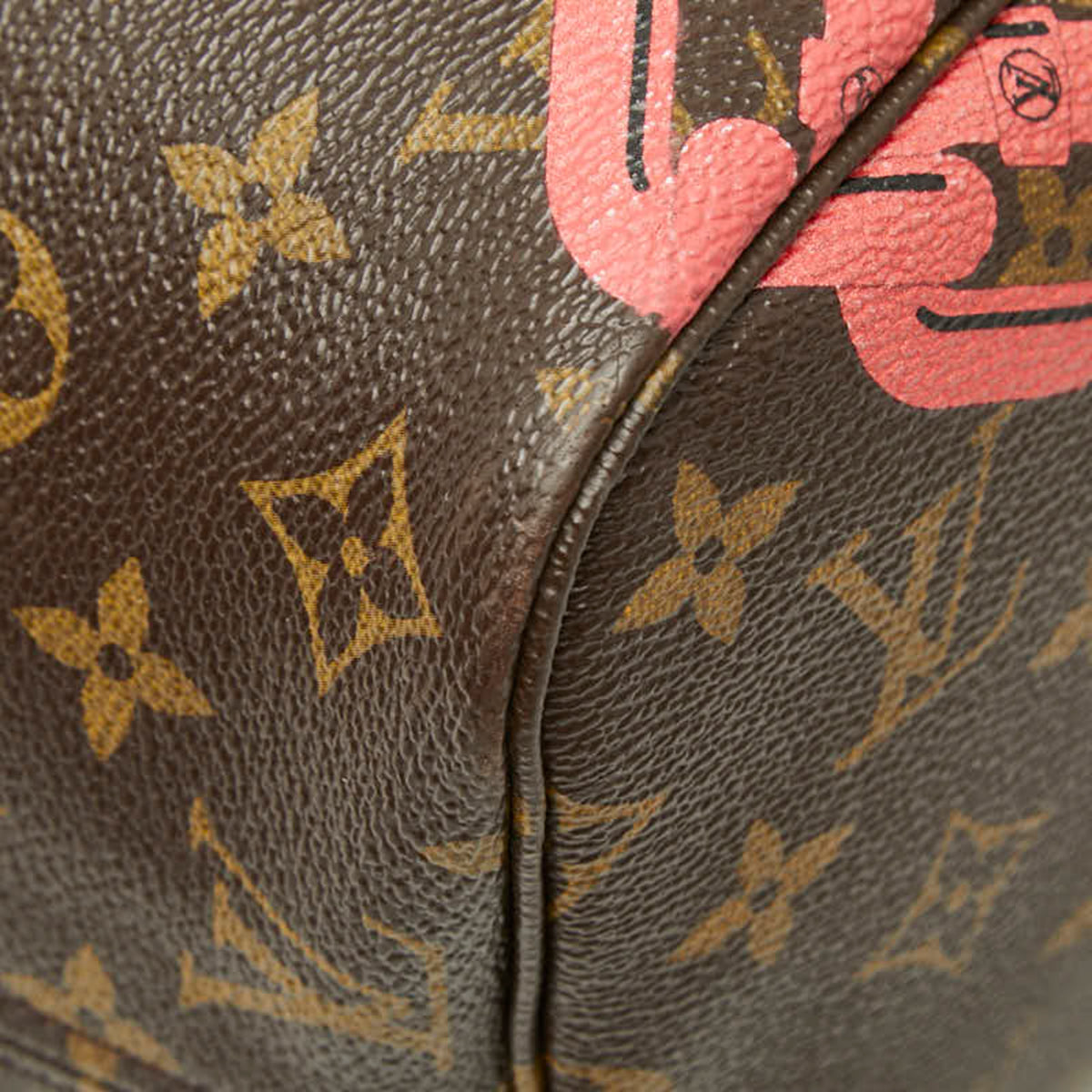 Louis Vuitton Brown Pink Pvc Leather Pouch Shoulder Bag Tote Bag (Pre-Owned)