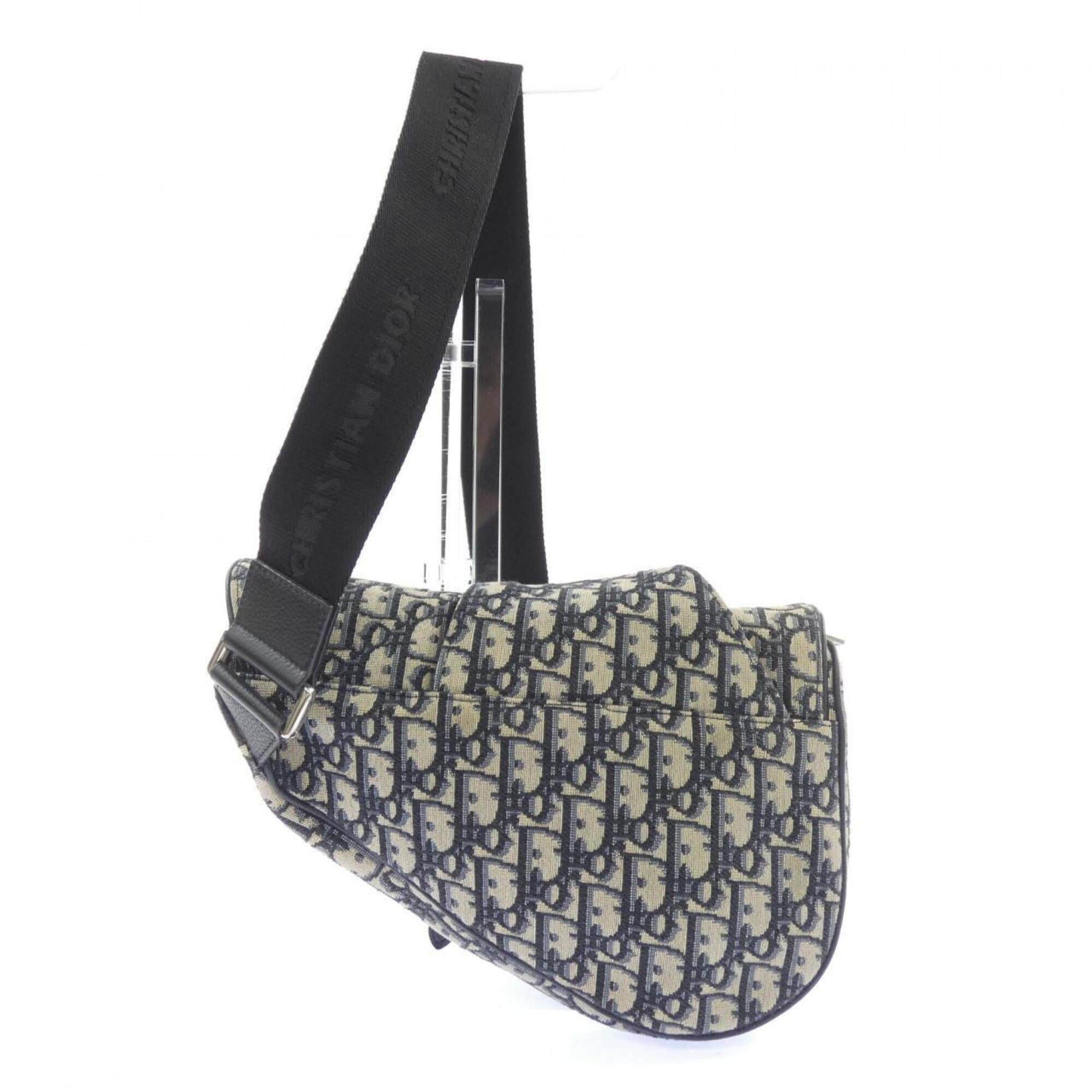 Christian Dior Beige Black Jacquard Handbag (Pre-Owned)
