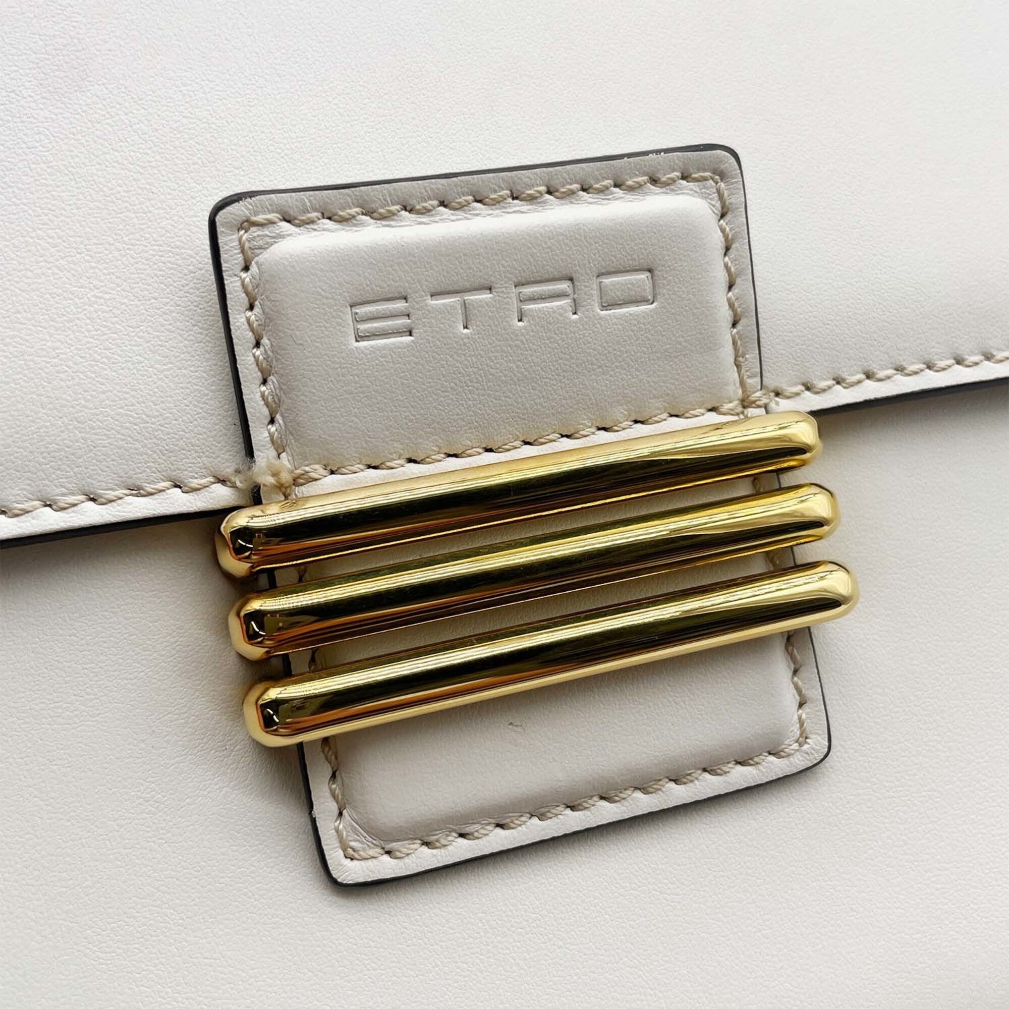 Etro Multi-Color White Leather Shoulder Bag (Pre-Owned)