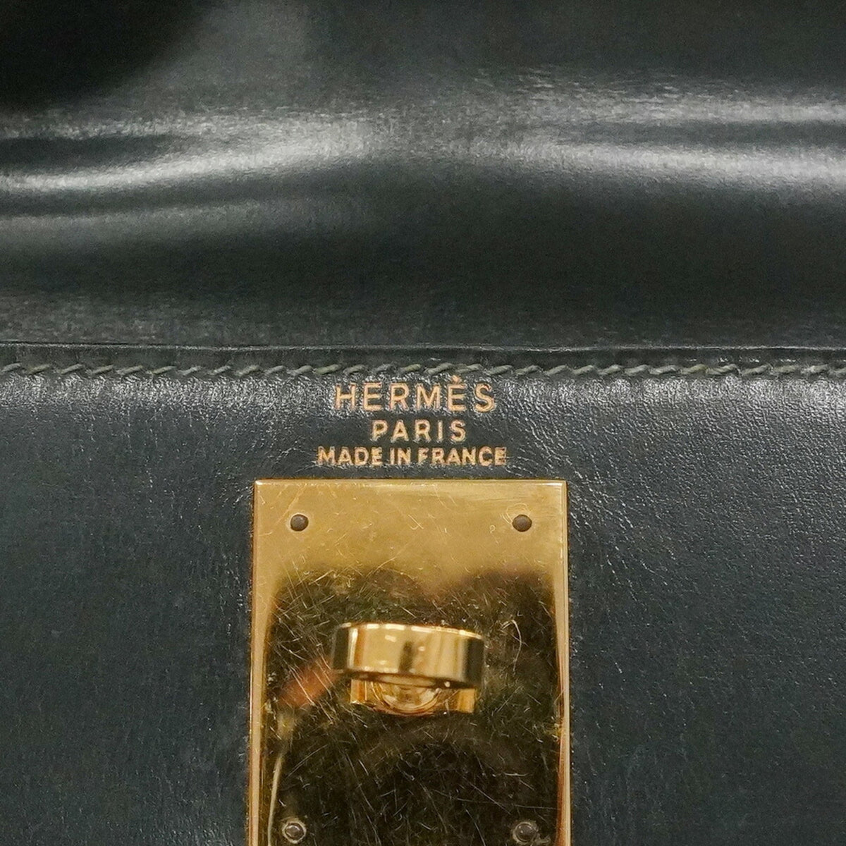 Hermes Green Box Calf Leather Handbag (Pre-Owned)