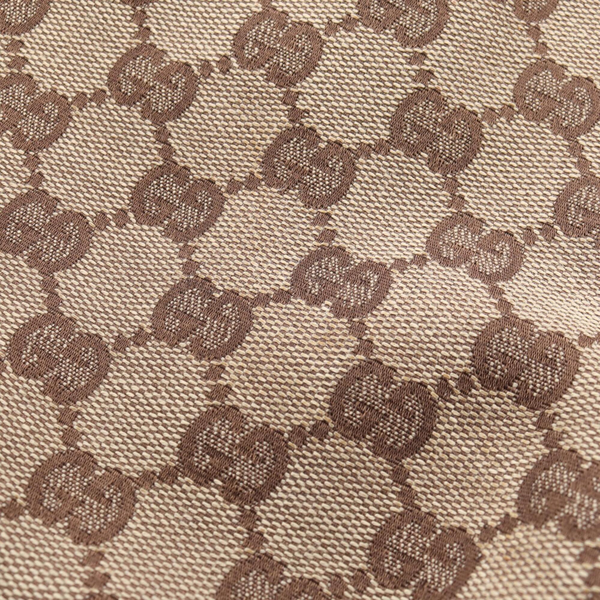 Gucci Beige Brown Canvas Leather Handbag Tote Bag (Pre-Owned)