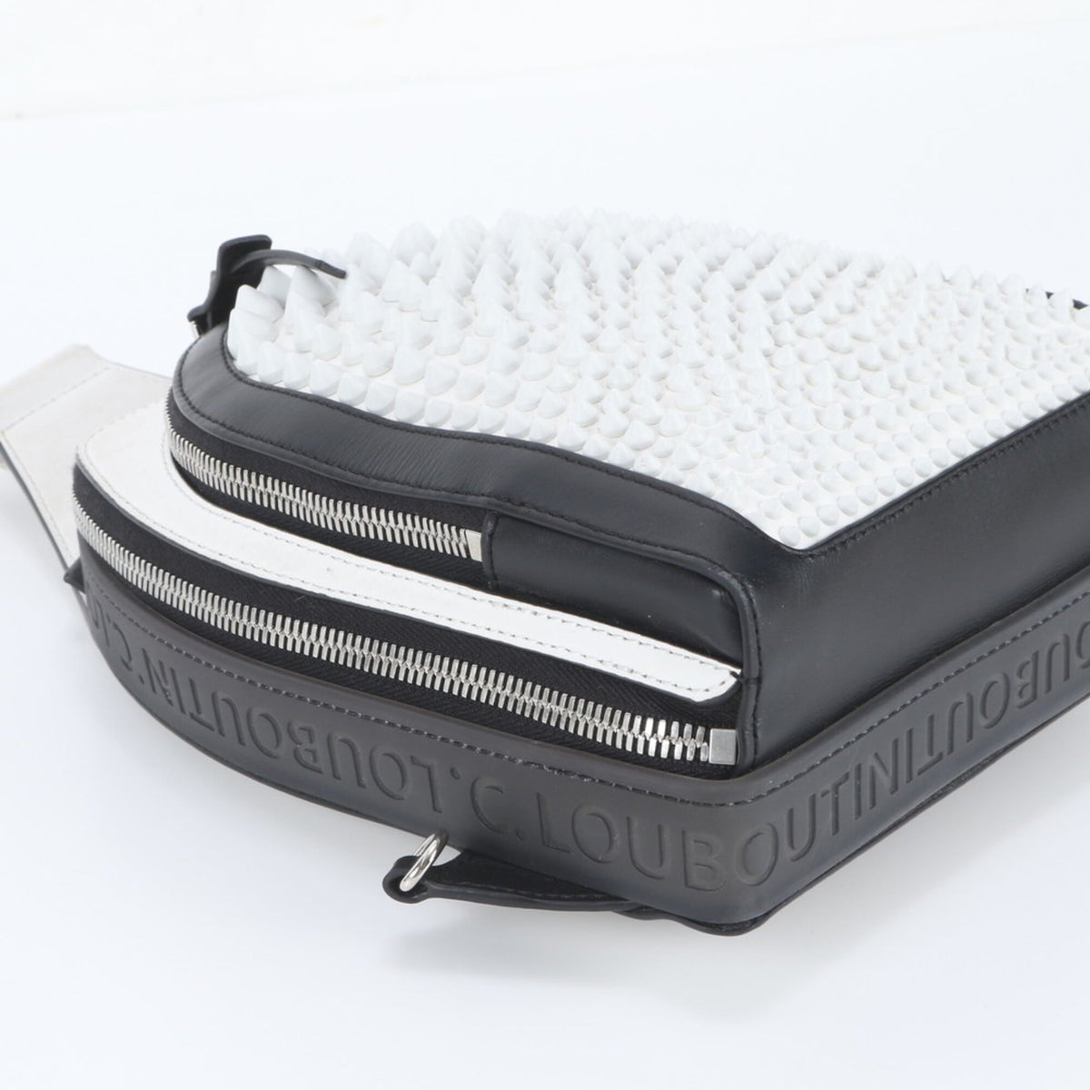 Christian Louboutin Black White Leather Shoulder Bag Sling Bag (Pre-Owned)
