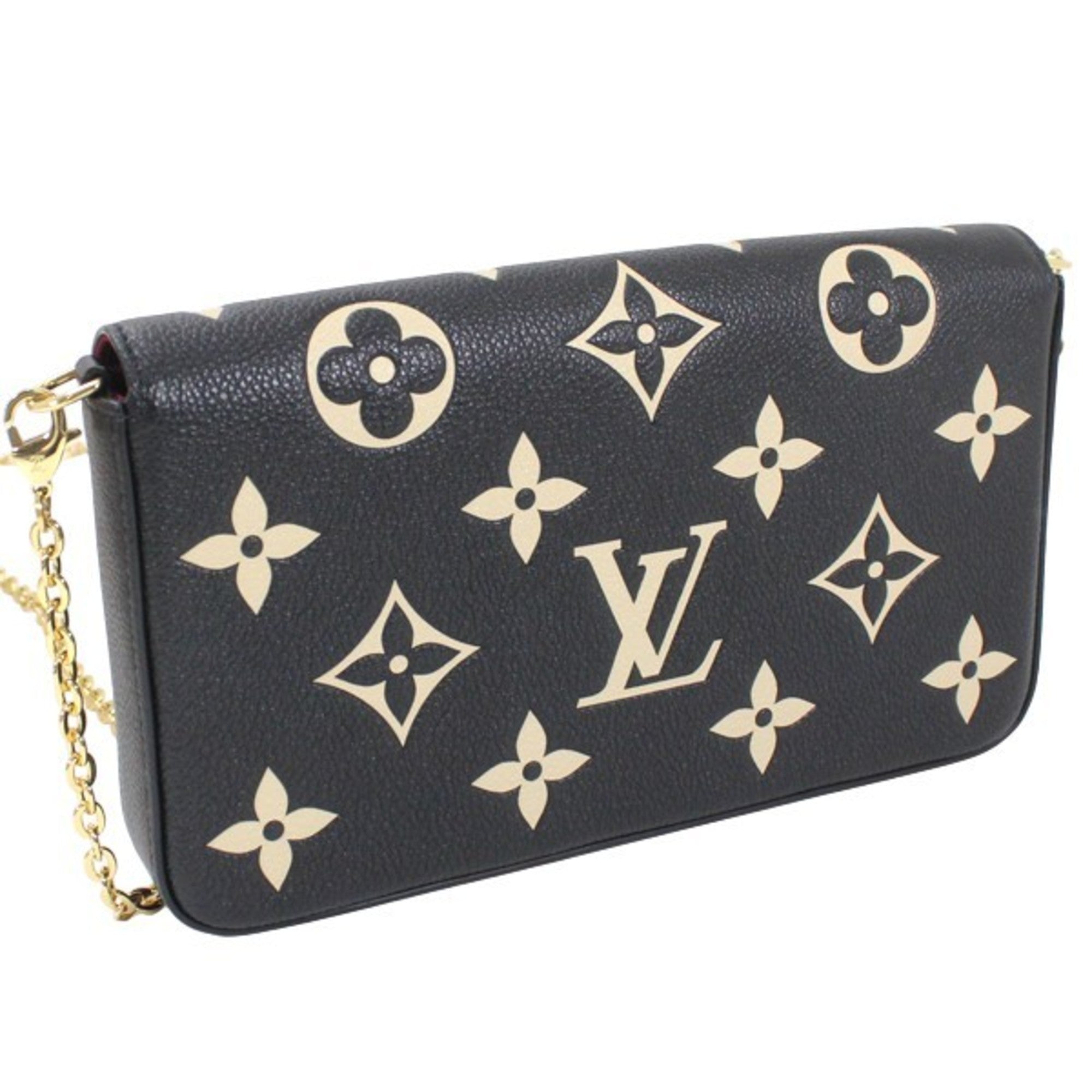 Louis Vuitton Beige Bicolor Black Monogram Empreinte Clutch Bag Pochette Shoulder Bag (Pre-Owned)