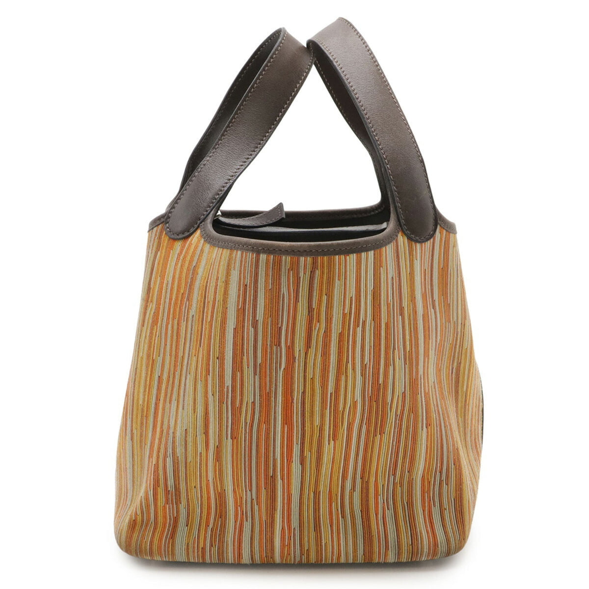 Hermes Picotin Dark Brown Multi-Color Orange Vibrato Leather Swift Leather Handbag Tote Bag (Pre-Owned)