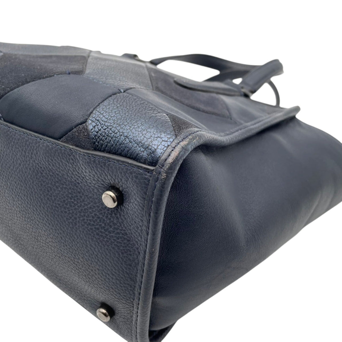 Coach Navy Leather Handbag Shoulder Bag Tote Bag (Pre-Owned)