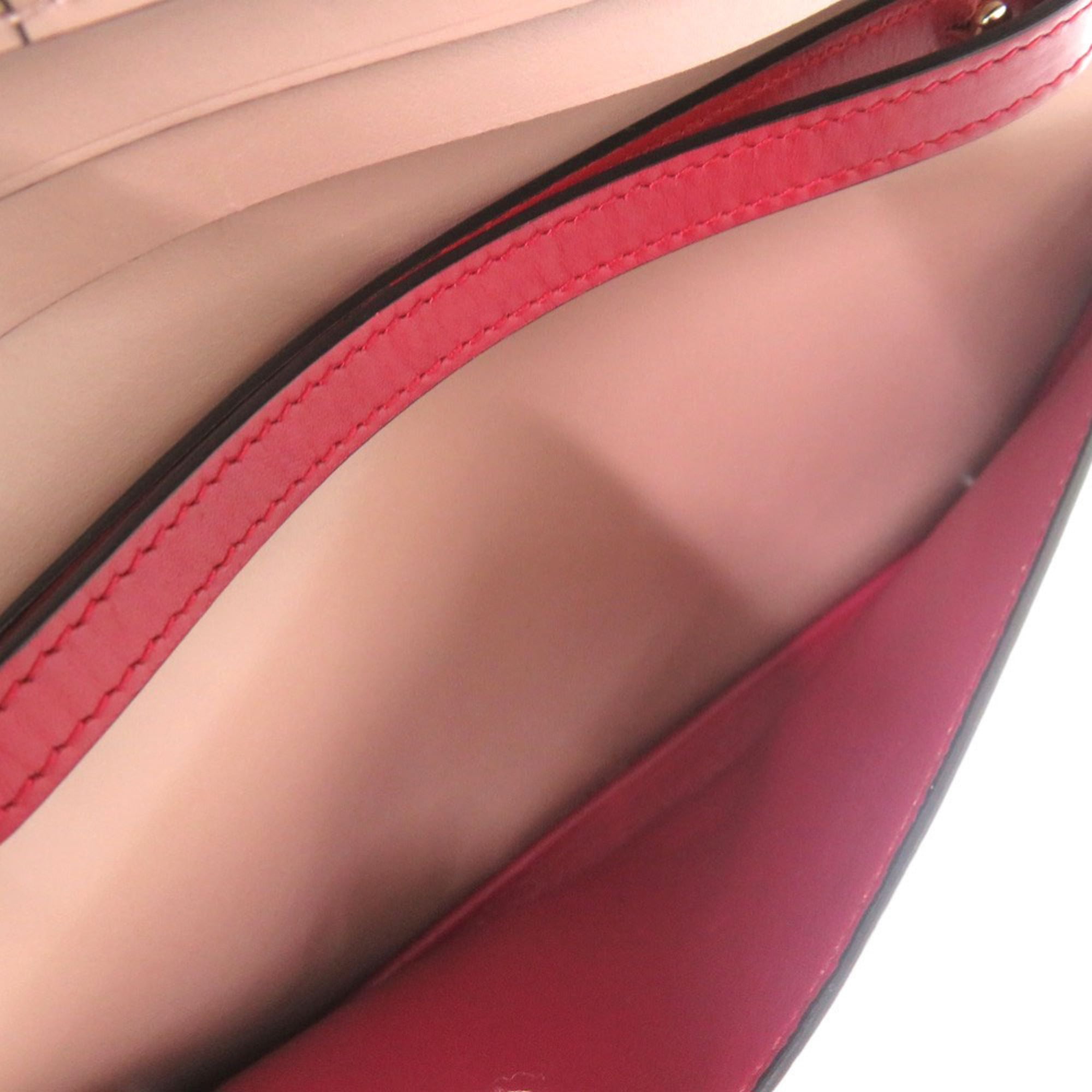 Bvlgari Pink Red Color Leather Wallet (Bi-Fold) (Pre-Owned)