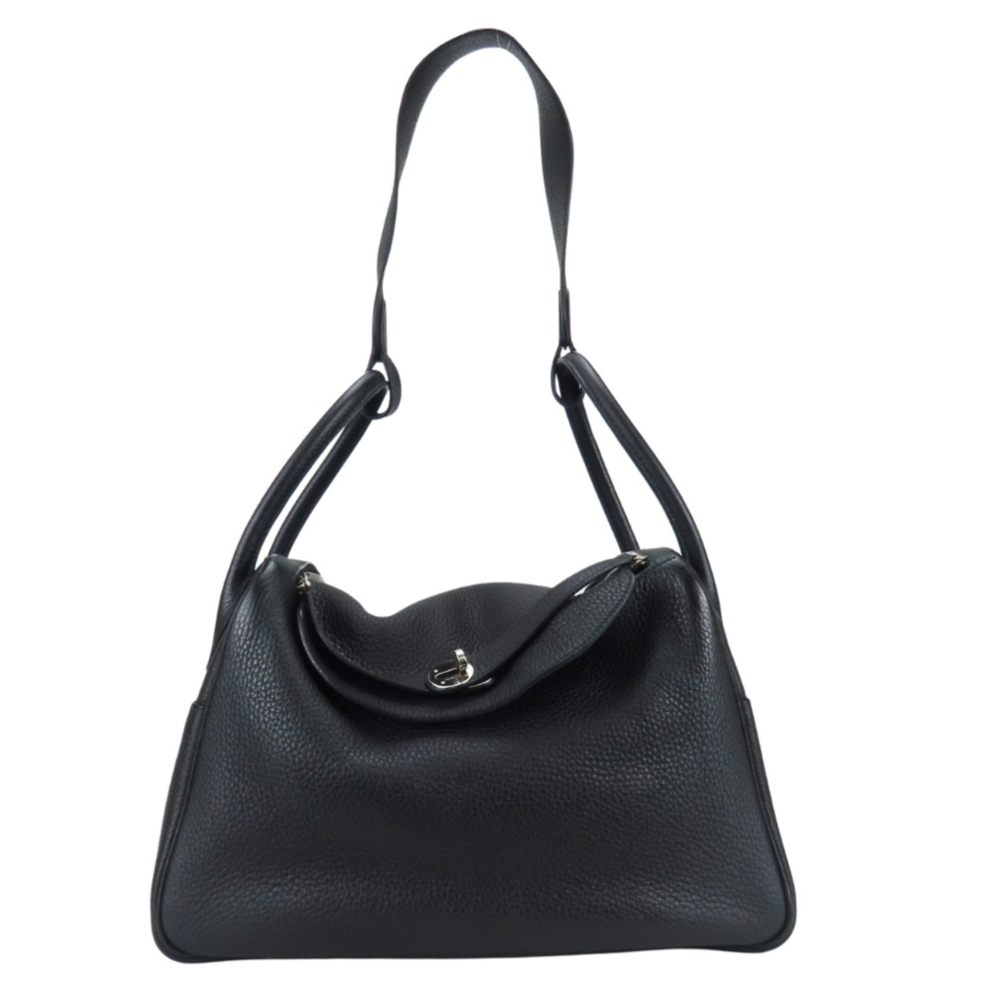 Hermes Lindy Black Taurillon Clemence Leather Handbag (Pre-Owned)
