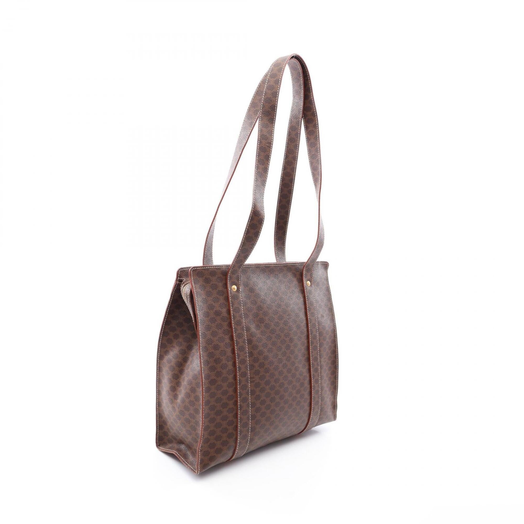 Celine Brown Coated Canvas Leather Handbag Tote Bag (Pre-Owned)