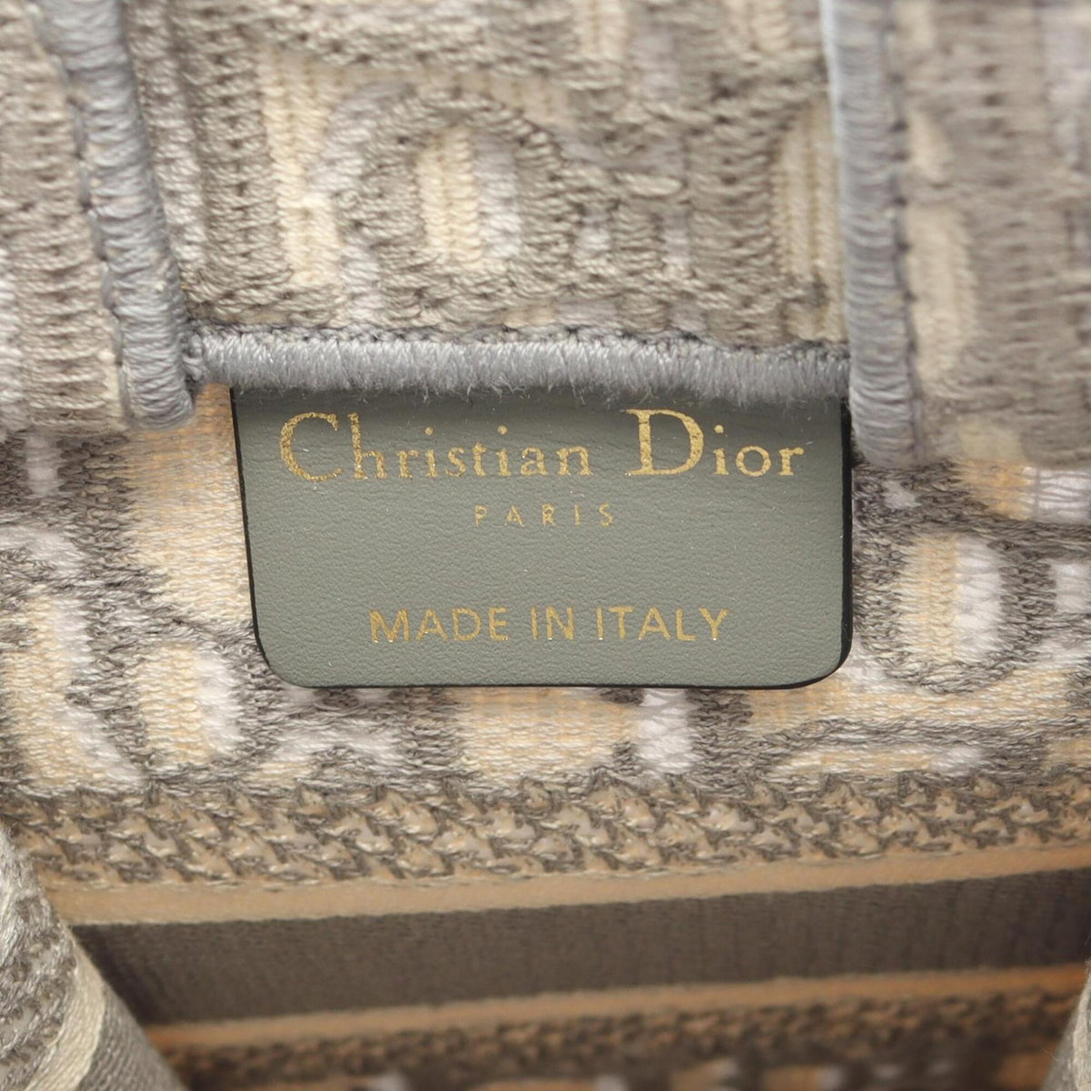 Christian Dior Gray White Canvas Handbag Tote Bag (Pre-Owned)
