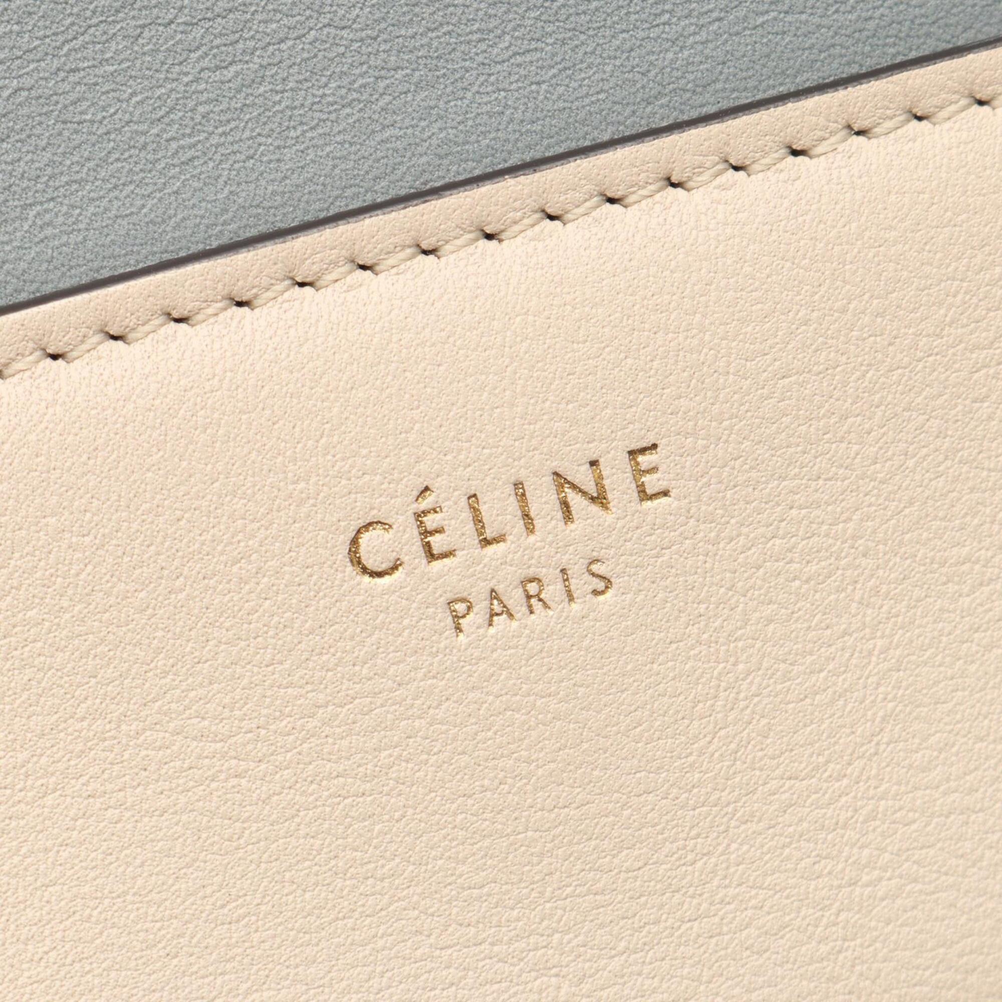 Celine Beige Blue Leather Handbag Shoulder Bag (Pre-Owned)