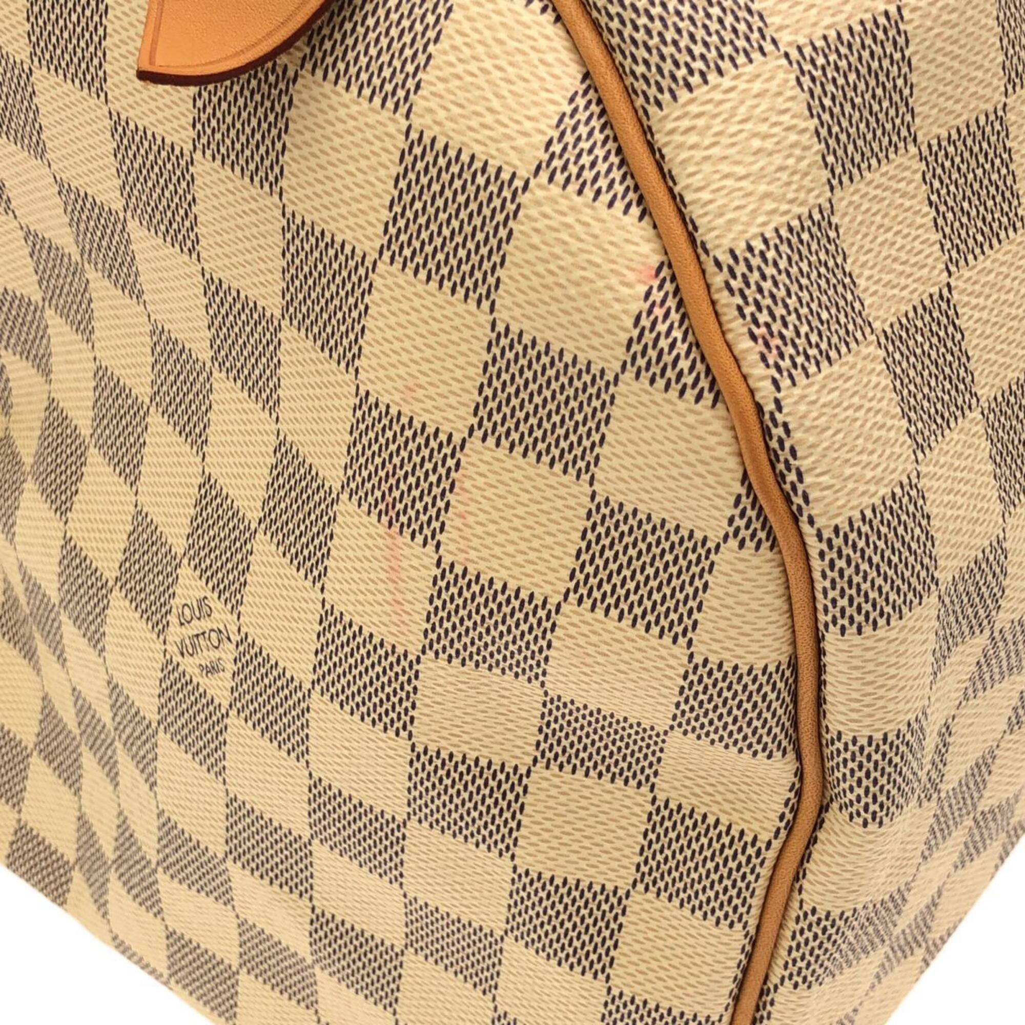 Louis Vuitton Azur Beige White Coated Canvas Boston Bag (Pre-Owned)