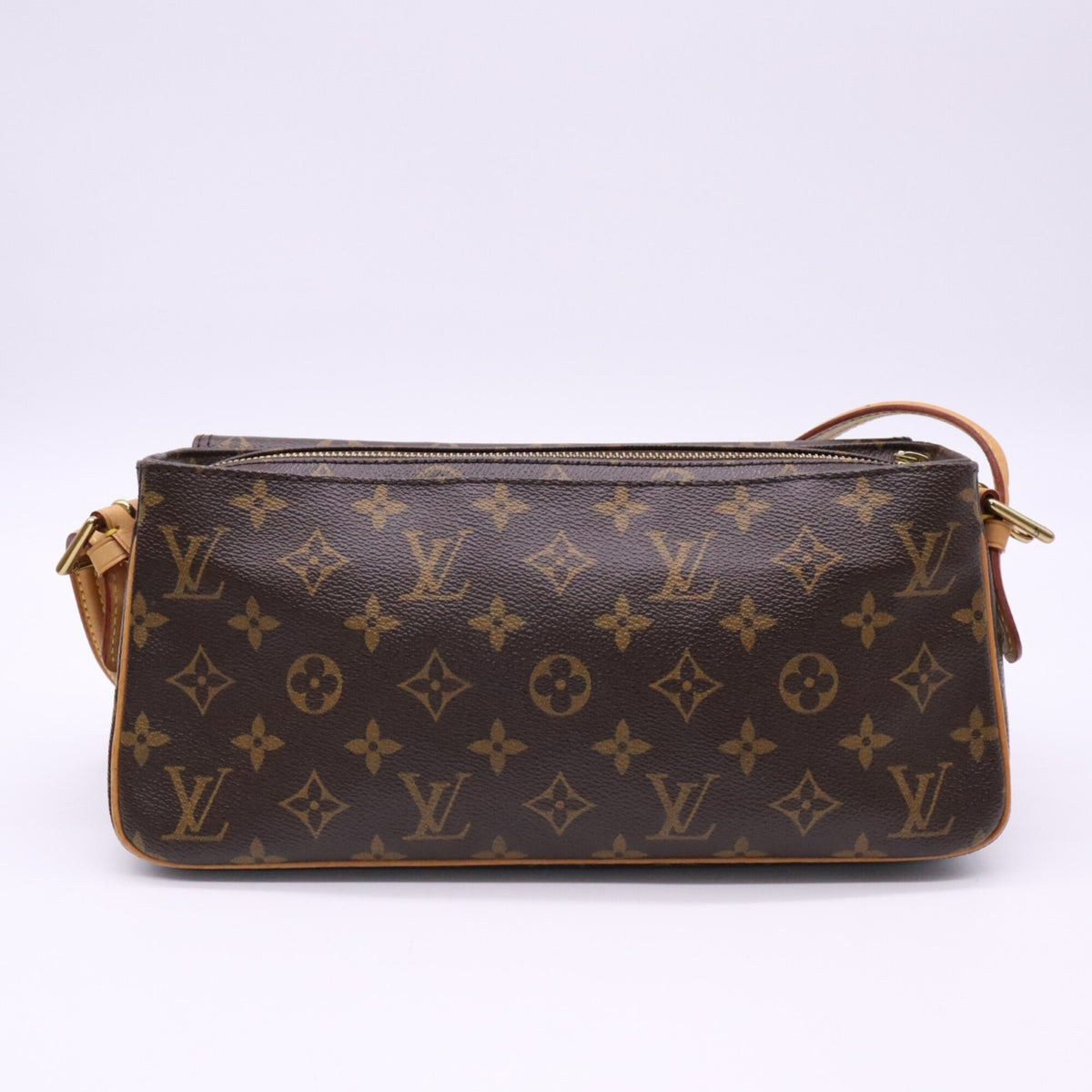 Louis Vuitton Monogram Beige Brown Coated Canvas Leather Handbag (Pre-Owned)