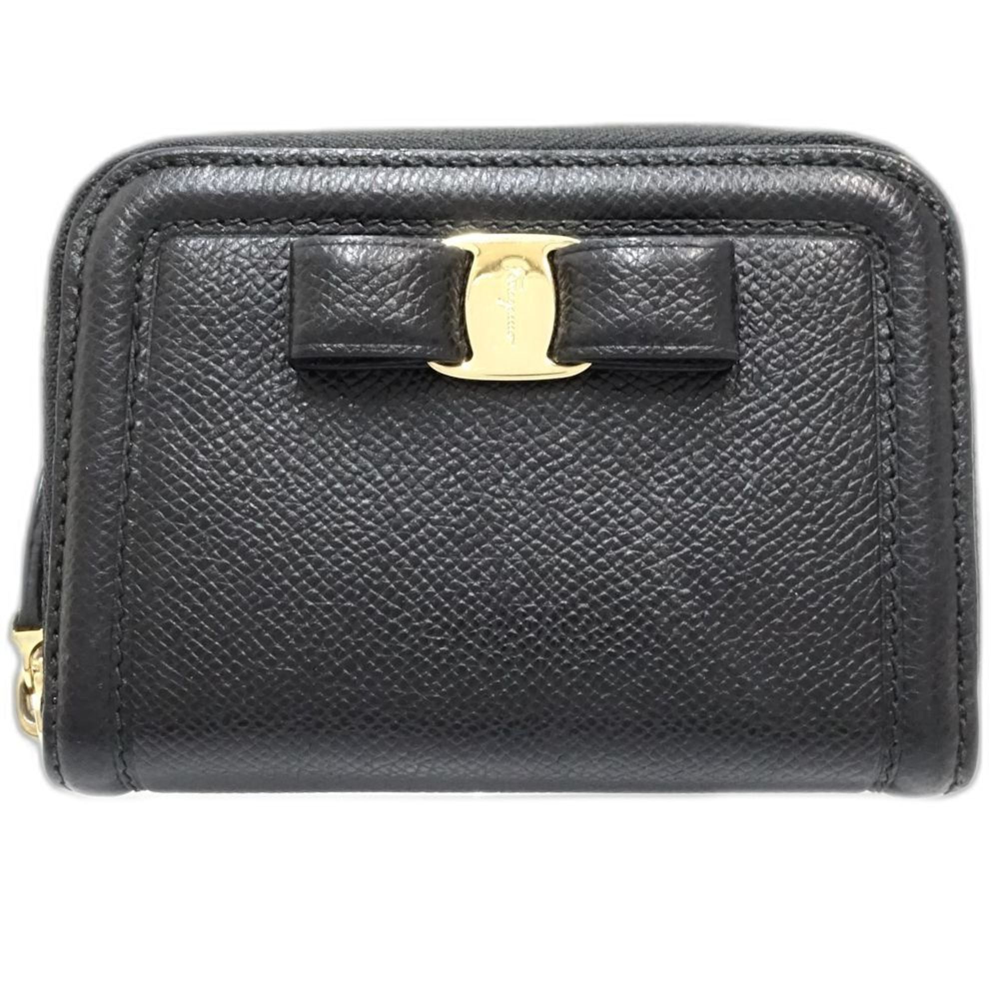 Salvatore Ferragamo Black Leather Coin Purse/Coin Case (Pre-Owned)