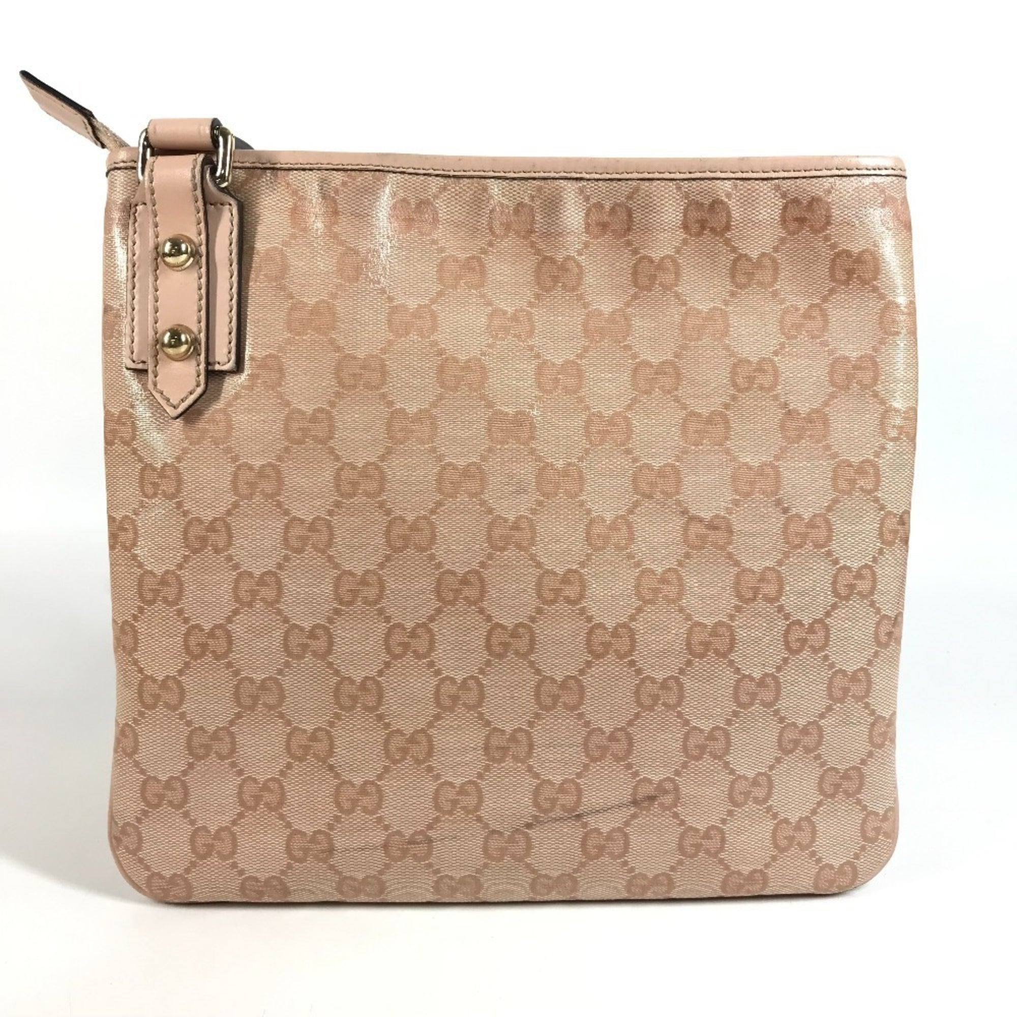 Gucci Pink Leather Coated Canvas Pochette Shoulder Bag (Pre-Owned)