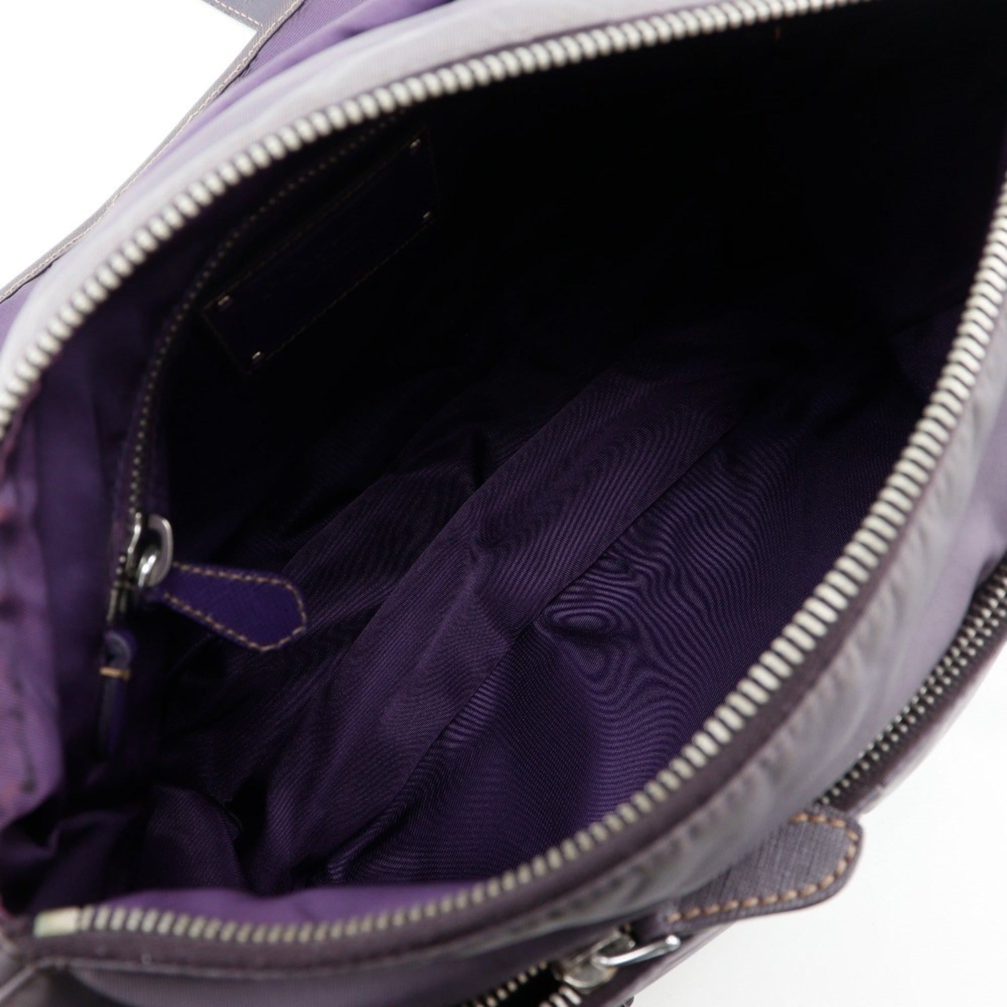 Prada Purple Nylon Leather Shoulder Bag (Pre-Owned)