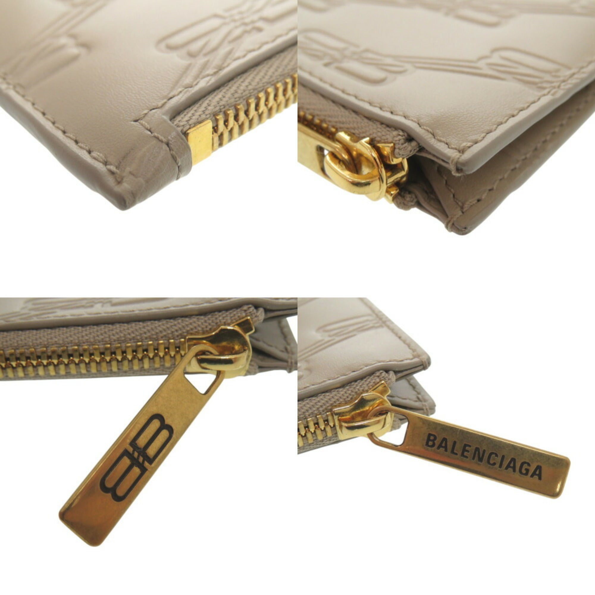 Balenciaga Beige Leather Coin Purse/Coin Case (Pre-Owned)