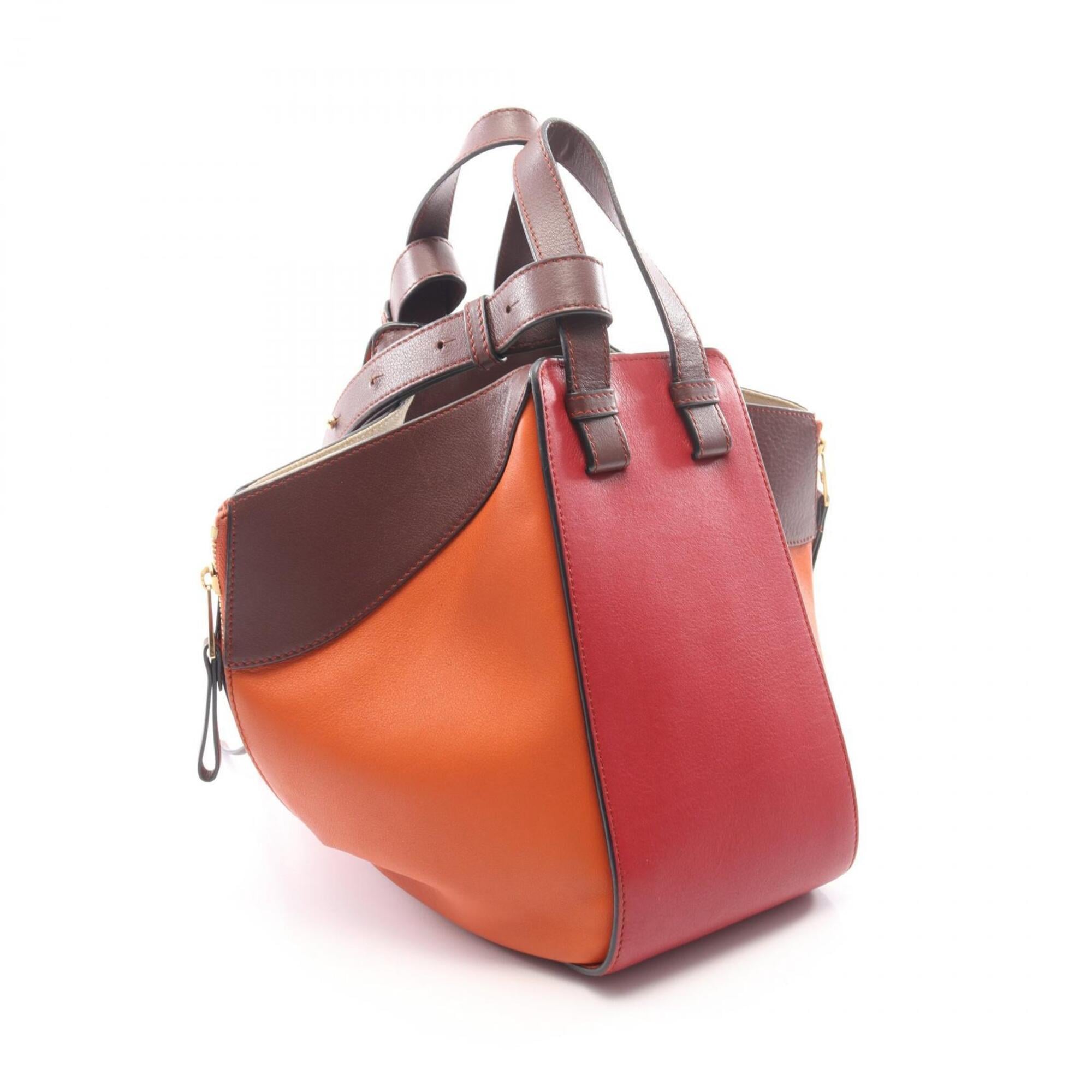 Loewe Brown Orange Red Color Leather Handbag (Pre-Owned)