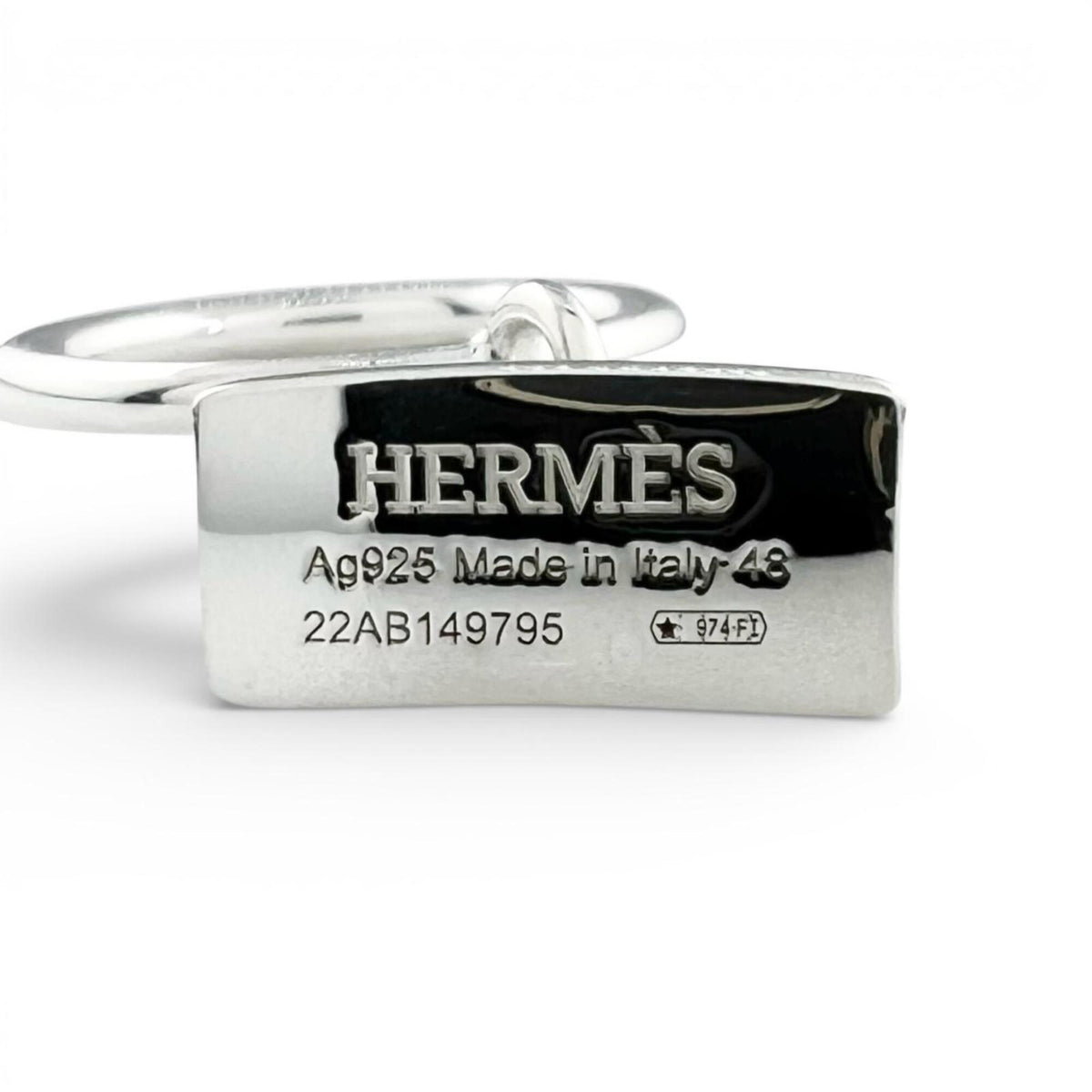 Hermes Silver Silver 925 Band Ring (Pre-Owned)