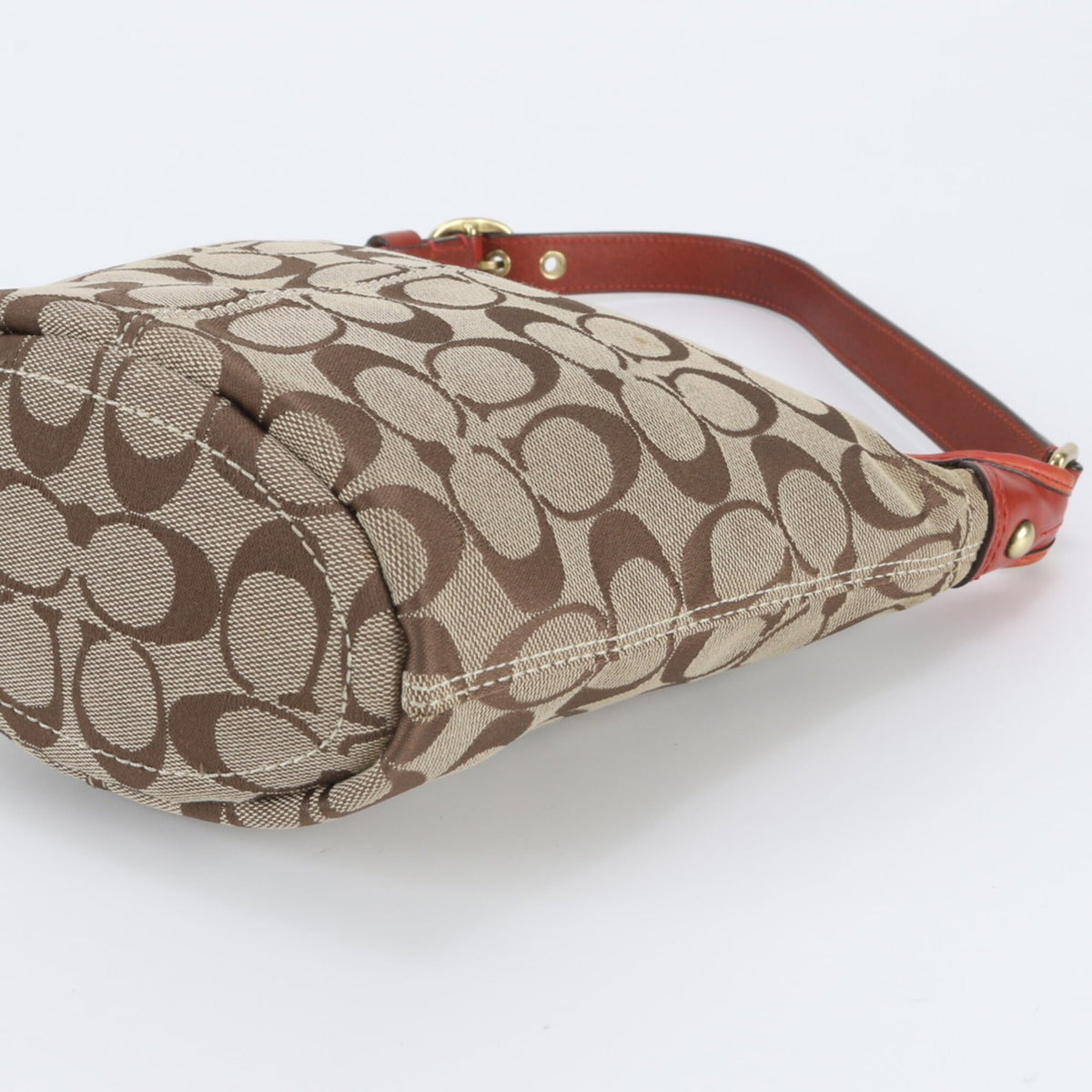 Coach Beige Leather Canvas Handbag Shoulder Bag (Pre-Owned)