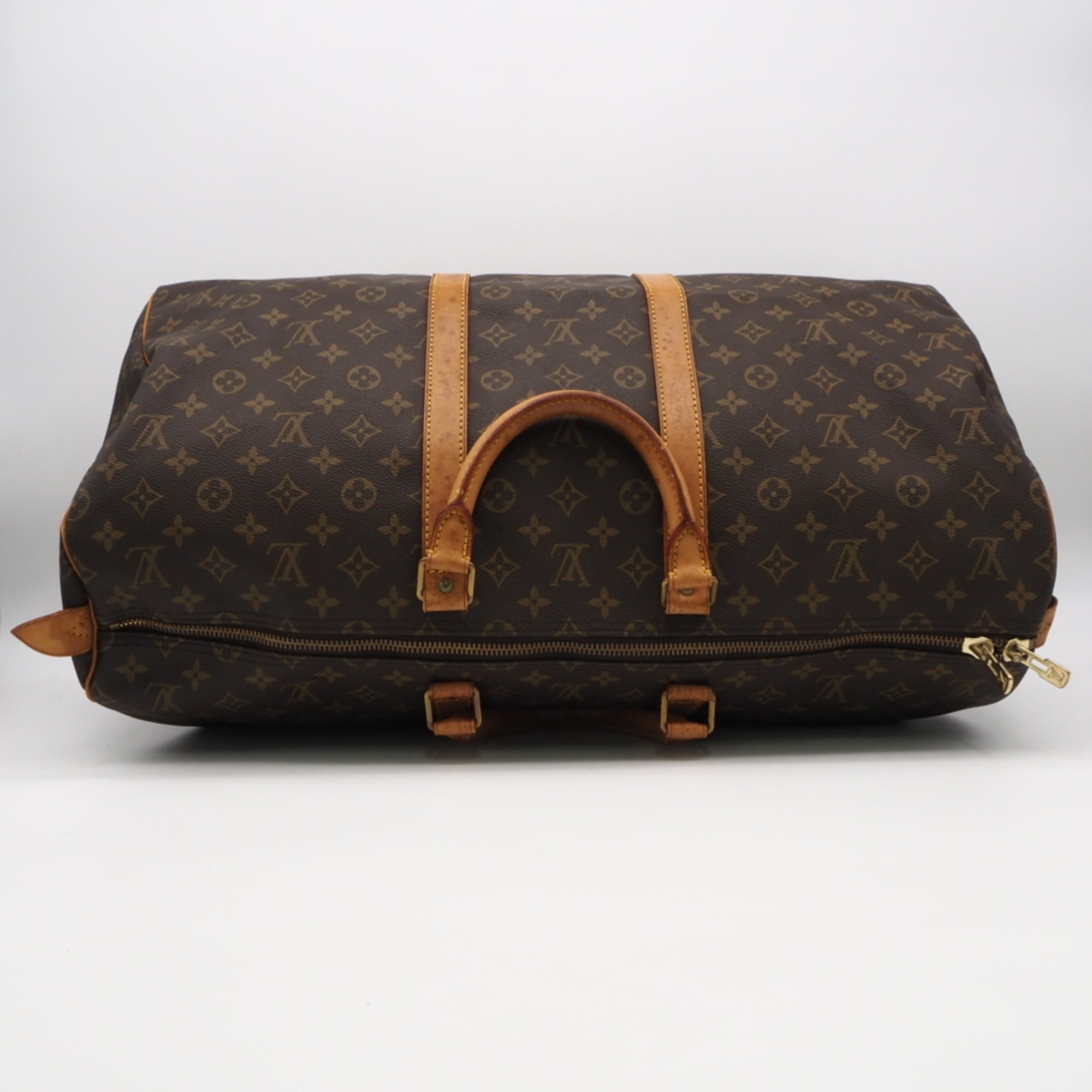 Louis Vuitton Monogram Beige Brown Coated Canvas Leather Boston Bag (Pre-Owned)