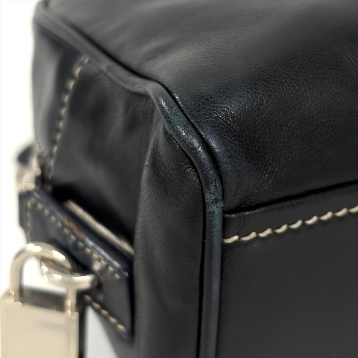 Prada Black Leather Boston Bag Handbag (Pre-Owned)