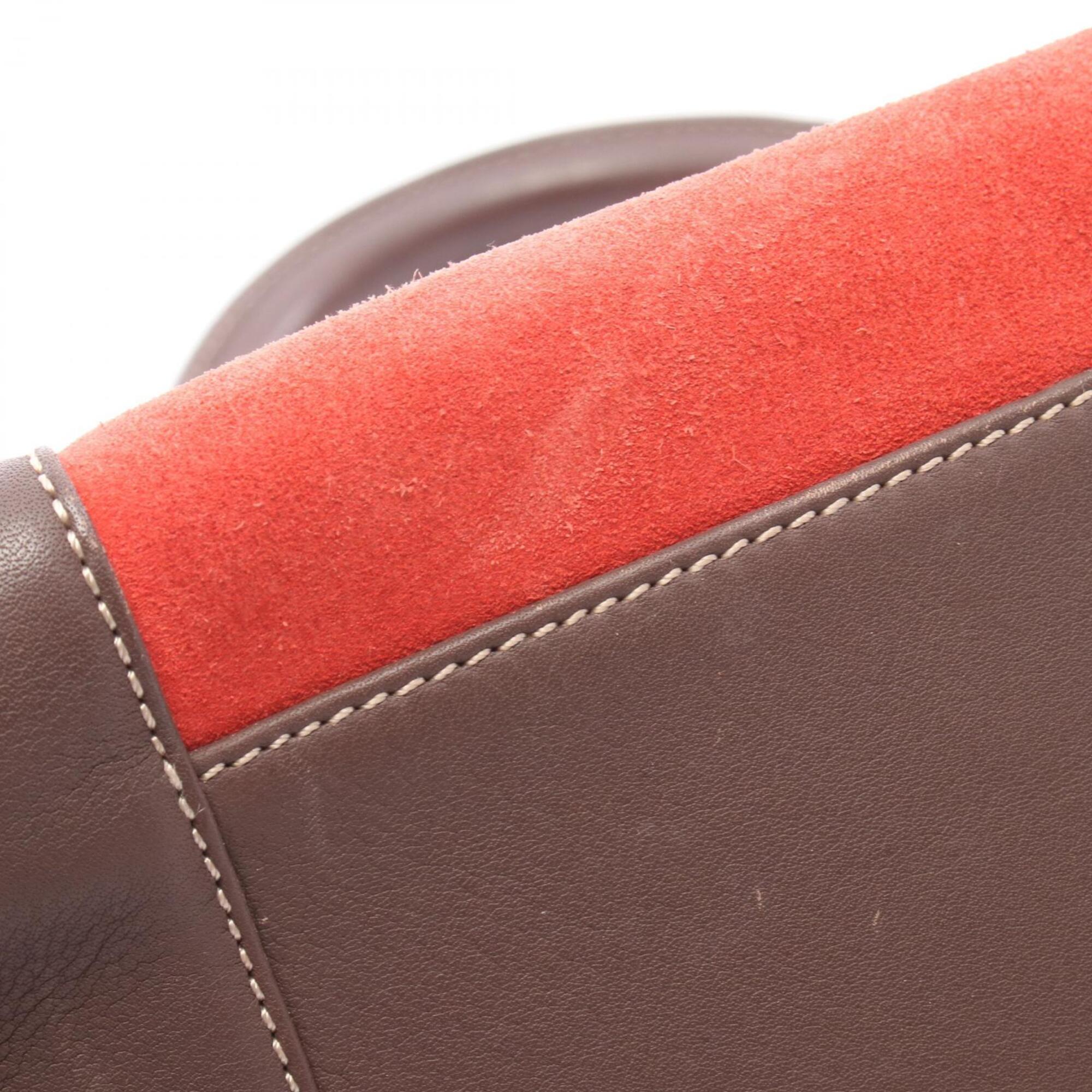 Loewe Brown Red Color Suede Leather Handbag (Pre-Owned)