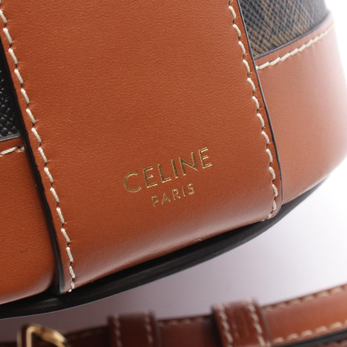 Celine Black Brown Coated Canvas Leather Handbag Shoulder Bag (Pre-Owned)