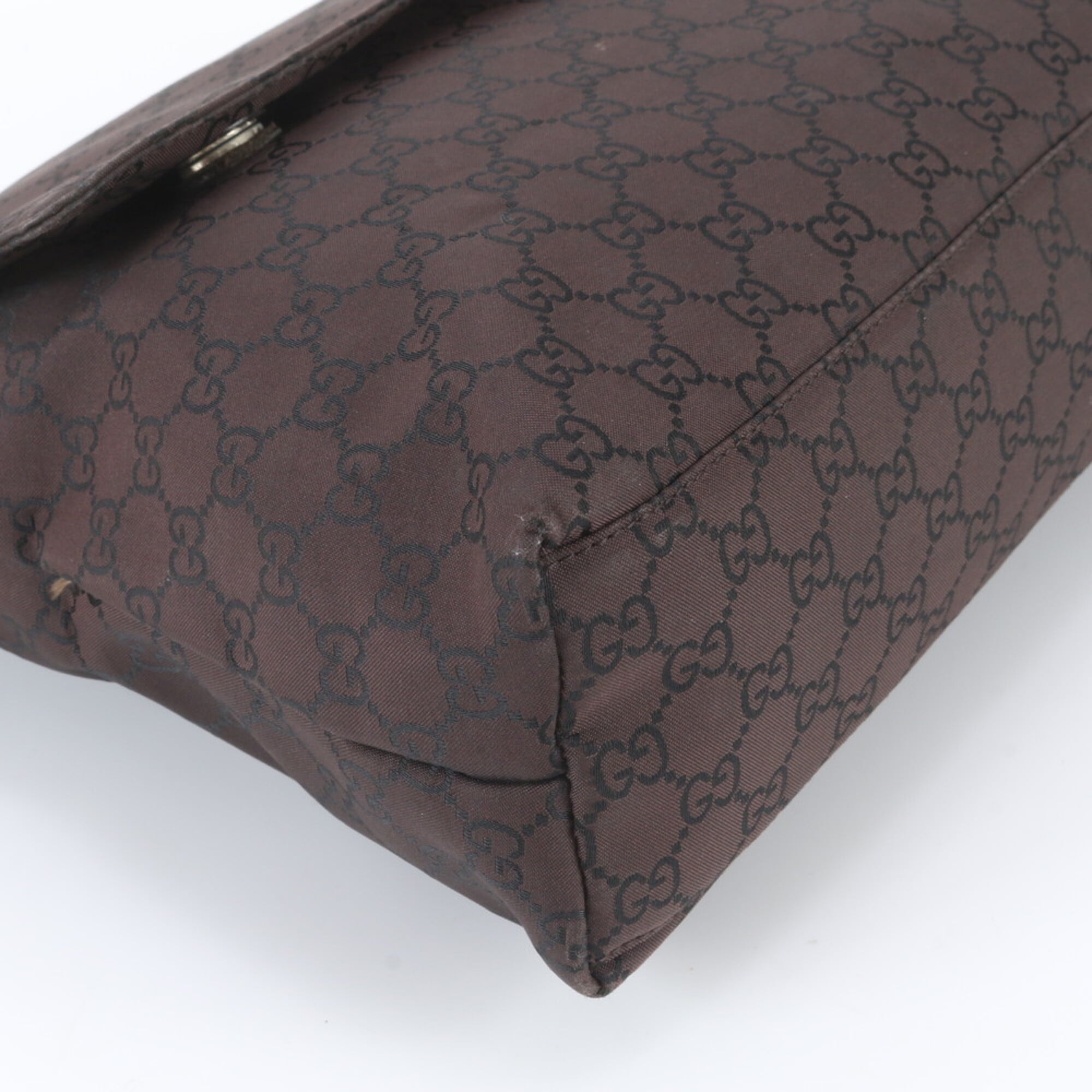 Gucci Brown Leather Nylon Messenger Bag Shoulder Bag (Pre-Owned)