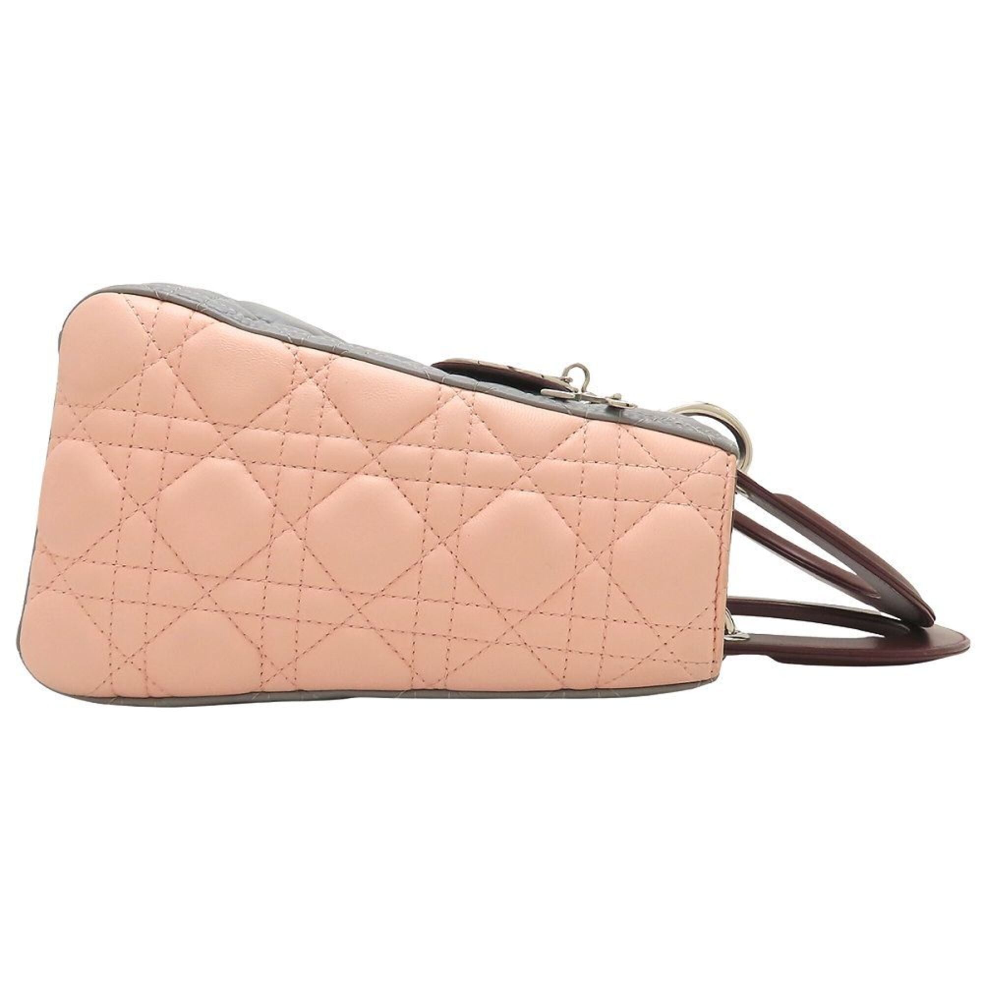 Christian Dior Bordeaux Gray Pink Leather Handbag (Pre-Owned)