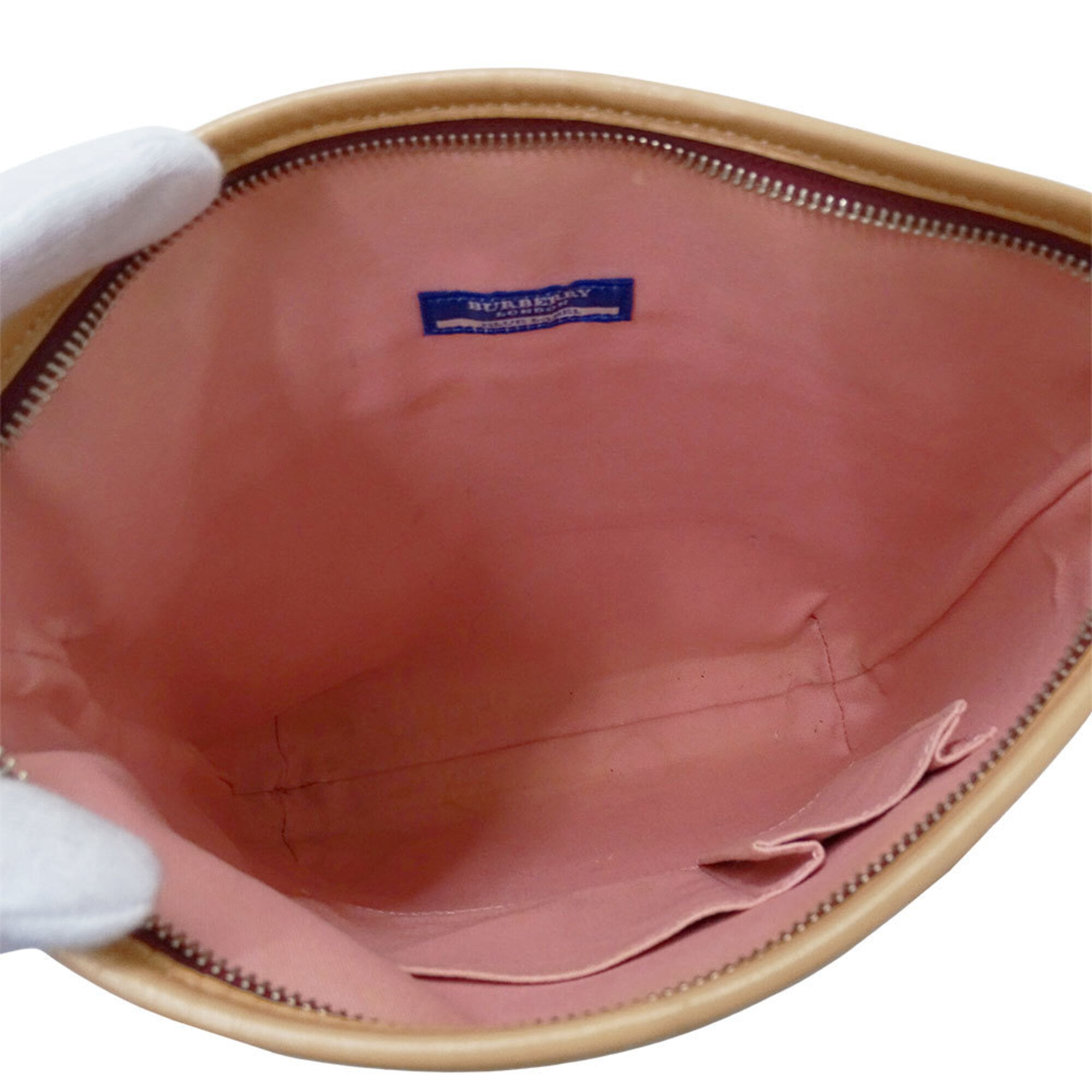 Burberry Blue Label Beige Blue Purple Nylon Handbag Shoulder Bag (Pre-Owned)