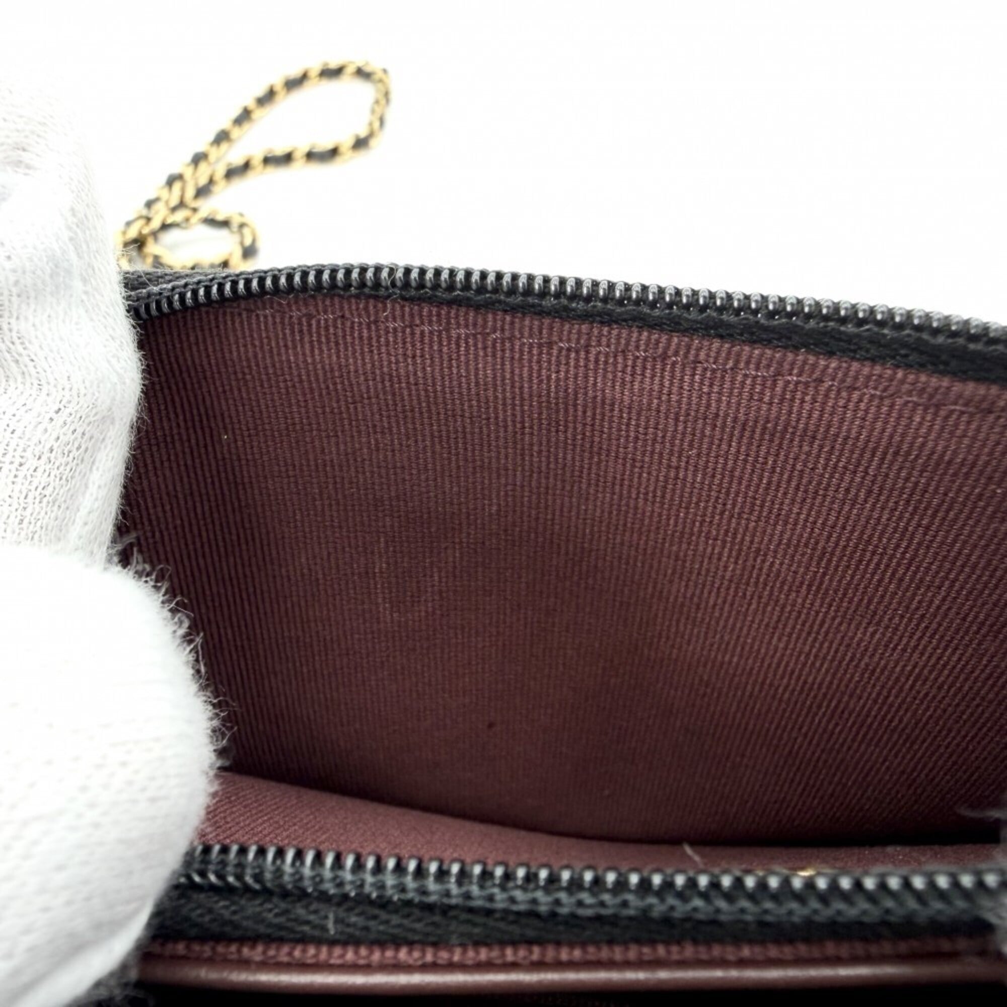 Chanel Matelasse Black Grained Calfskin Chain/Shoulder Wallet (Pre-Owned)