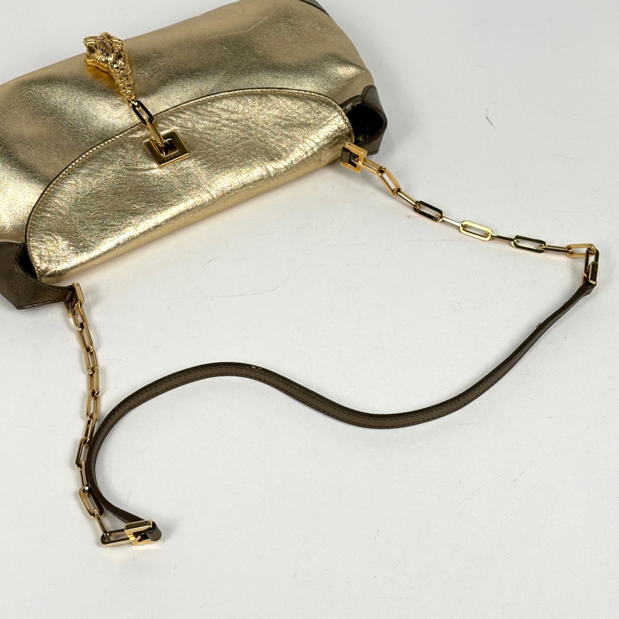 Gucci Gold Leather Shoulder Bag (Pre-Owned)