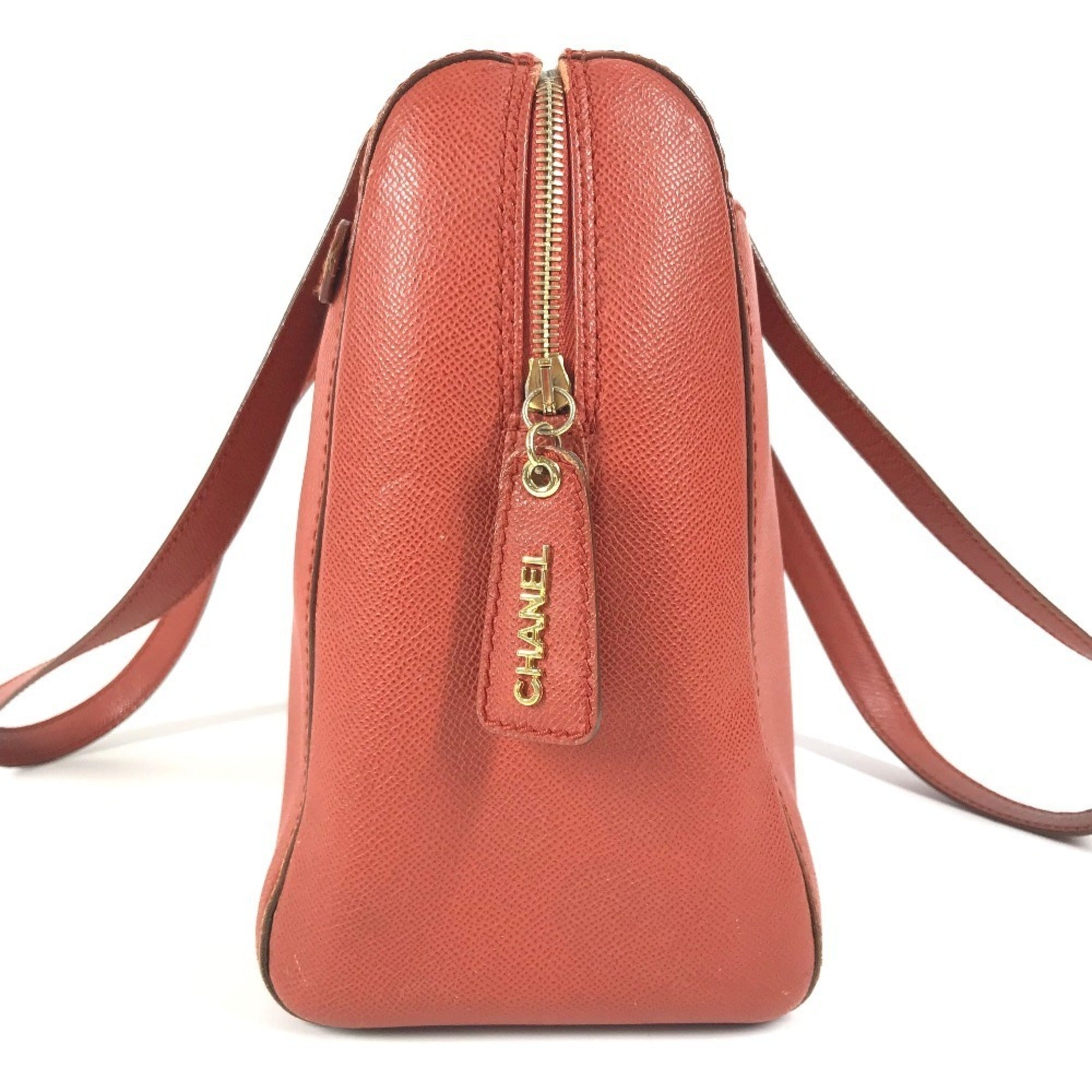 Chanel Orange Leather Boston Bag Shoulder Bag Tote Bag (Pre-Owned)