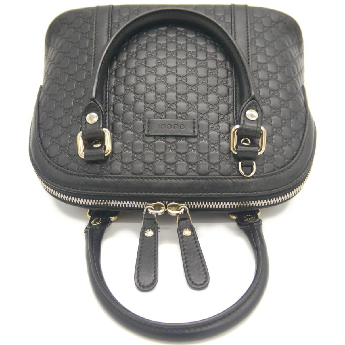 Gucci Black Micro Gg Leather Handbag Shoulder Bag (Pre-Owned)