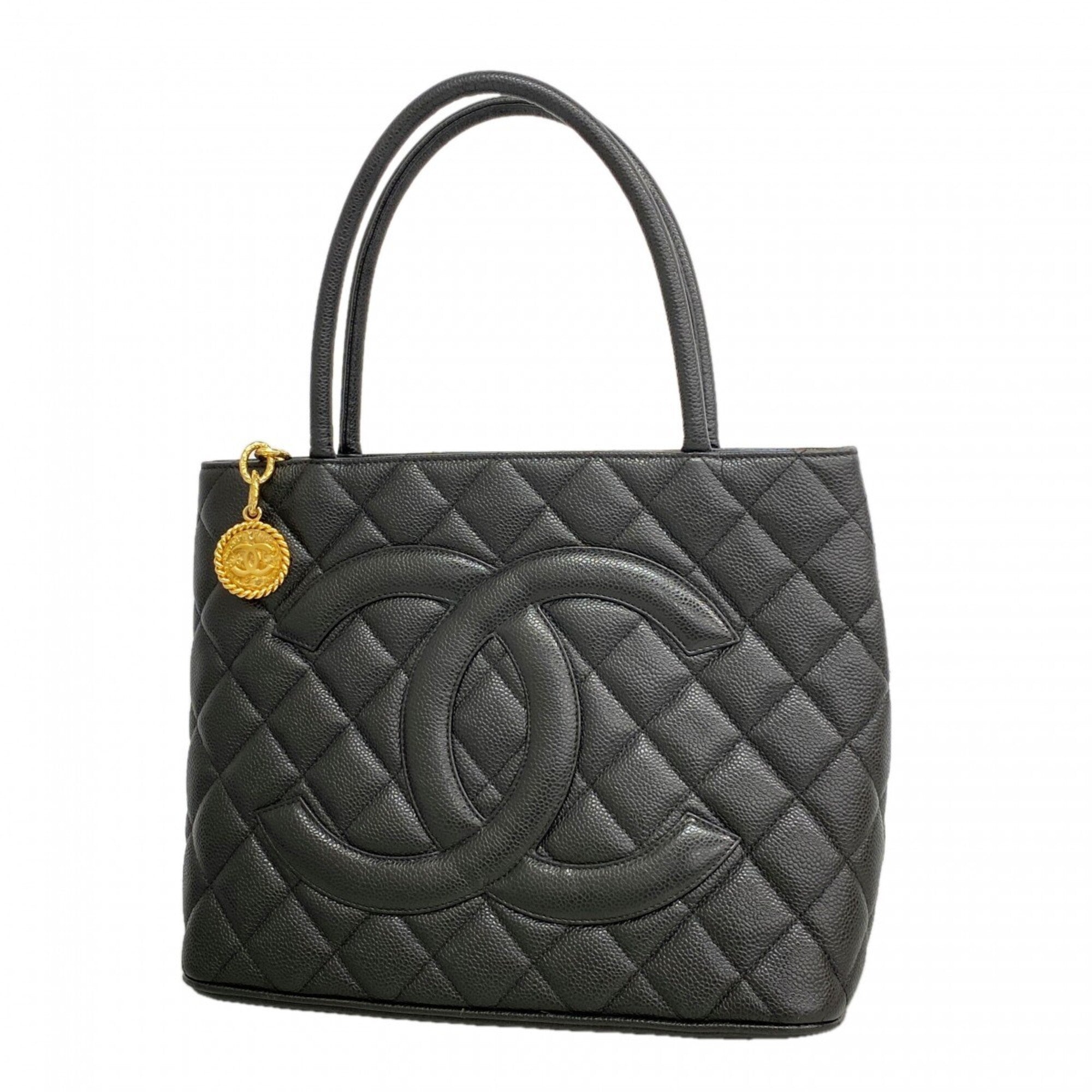 Chanel Black Grained Calfskin Tote Bag (Pre-Owned)