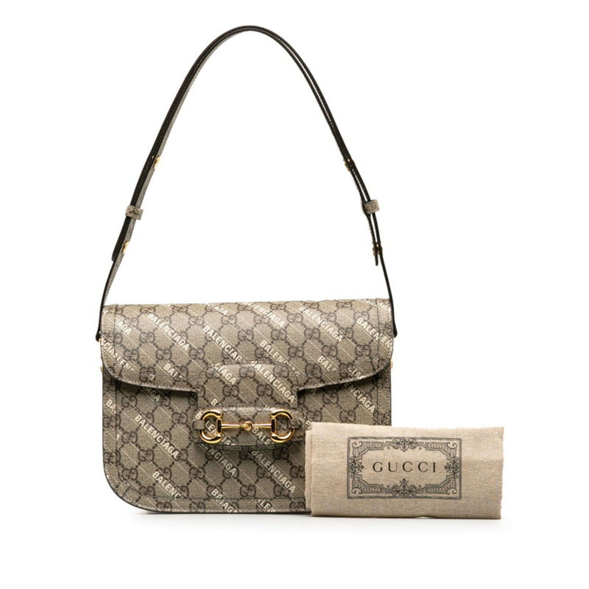 Gucci Horsebit Beige Pvc Leather Shoulder Bag (Pre-Owned)