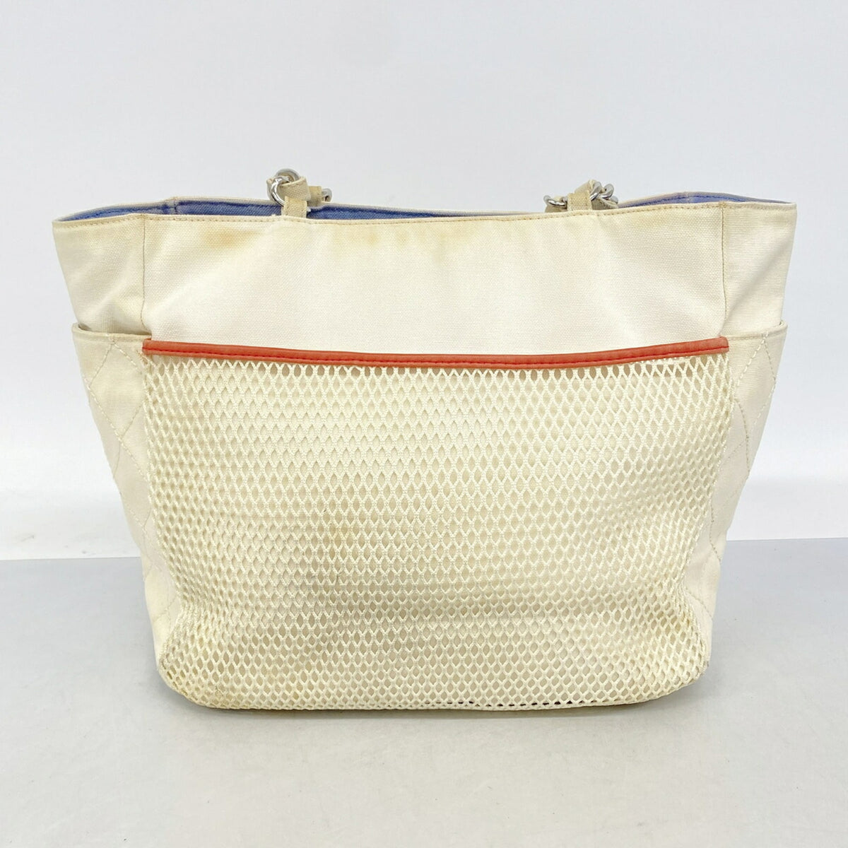 Chanel Blue White Canvas Tote Bag (Pre-Owned)