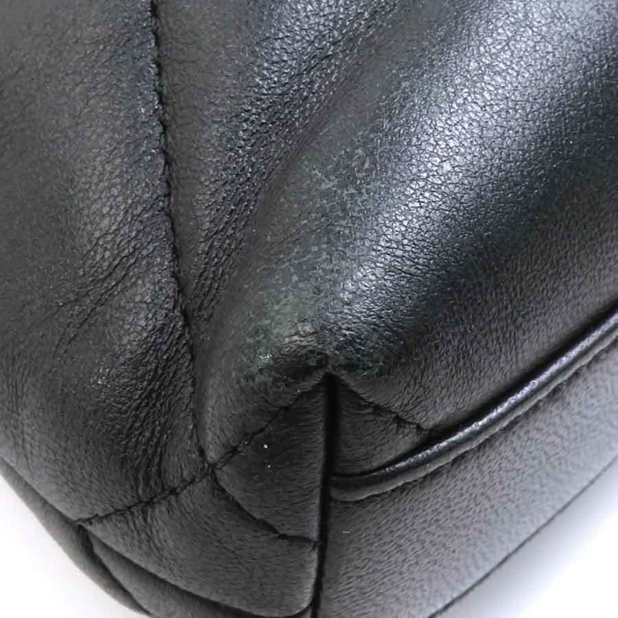 Chanel Black Leather Handbag Shoulder Bag (Pre-Owned)