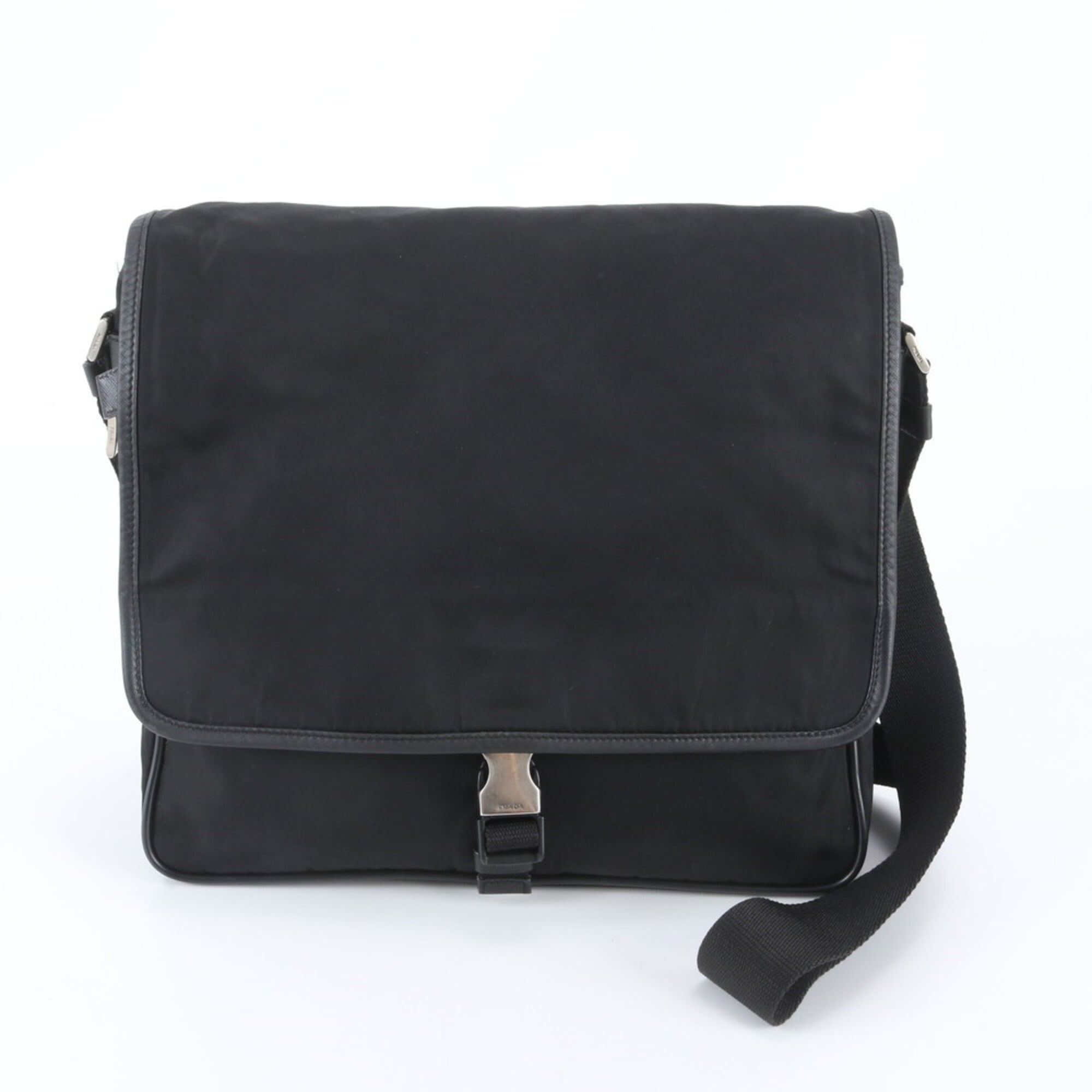 Prada Black Nylon Leather Shoulder Bag (Pre-Owned)