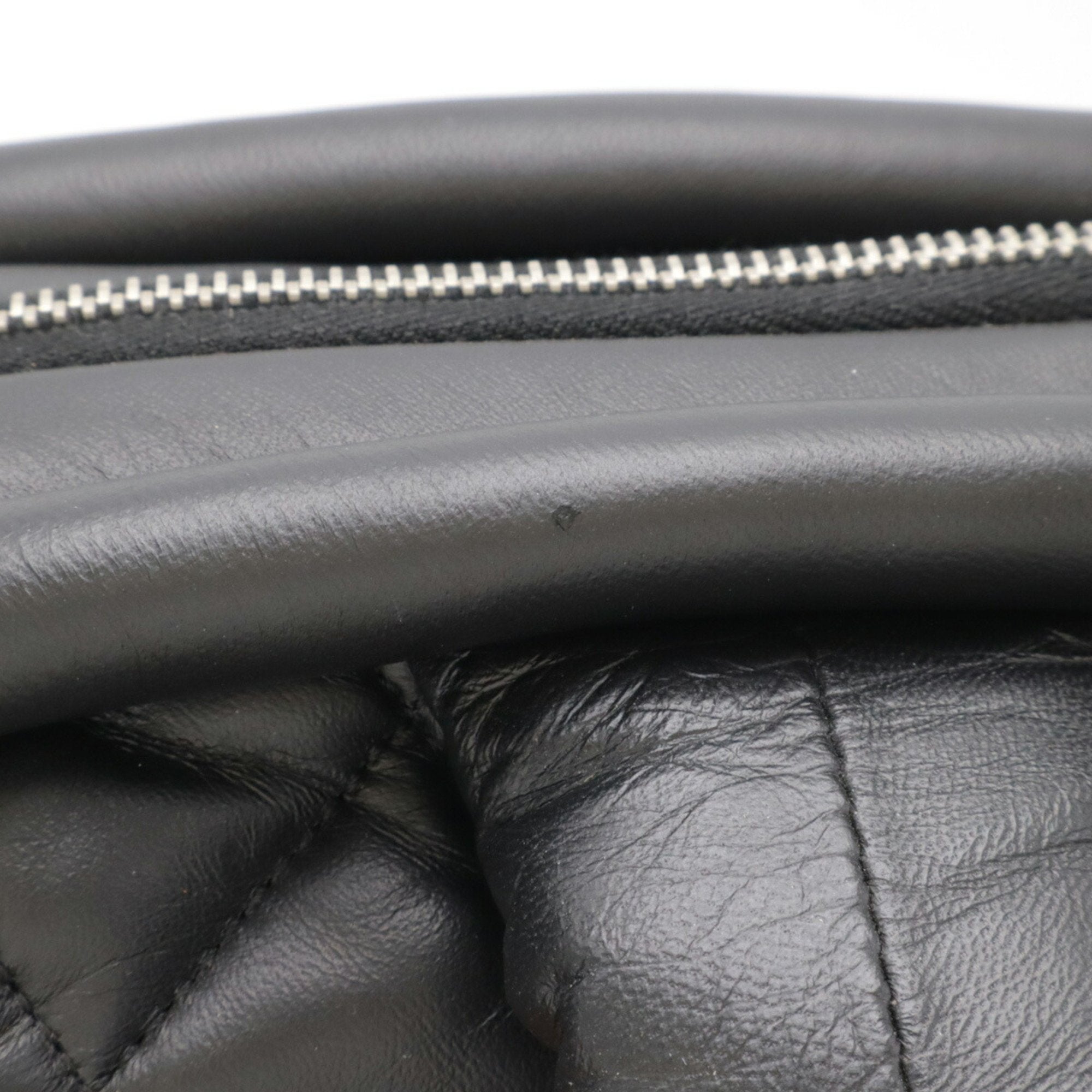 Chanel Black Bordeaux Leather Boston Bag Handbag Tote Bag (Pre-Owned)