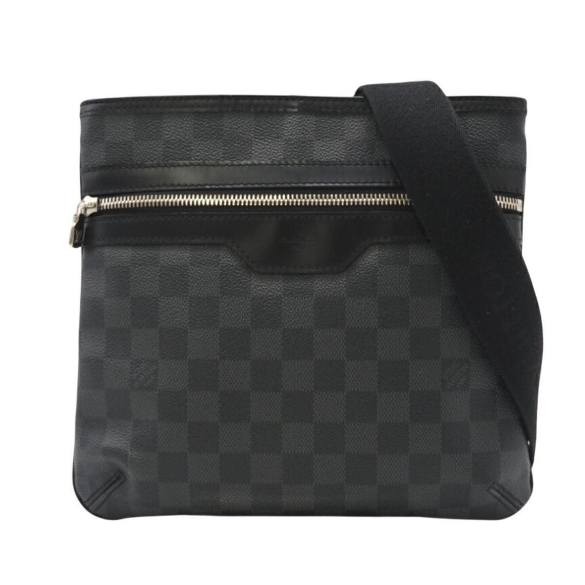 Louis Vuitton Black Gray Coated Canvas Shoulder Bag (Pre-Owned)