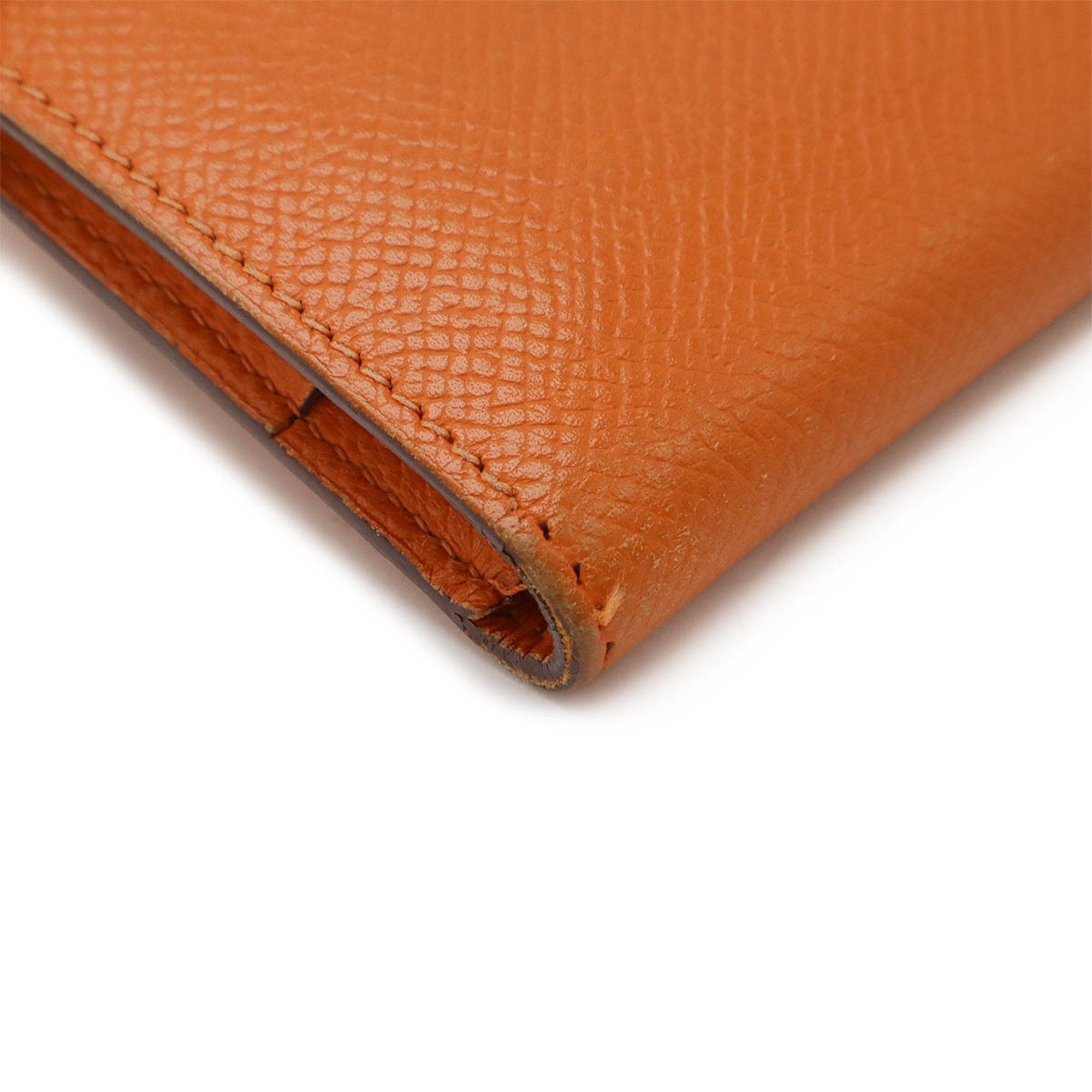 Hermes Kelly Orange Epsom Leather Wallet (Tri-Fold) (Pre-Owned)