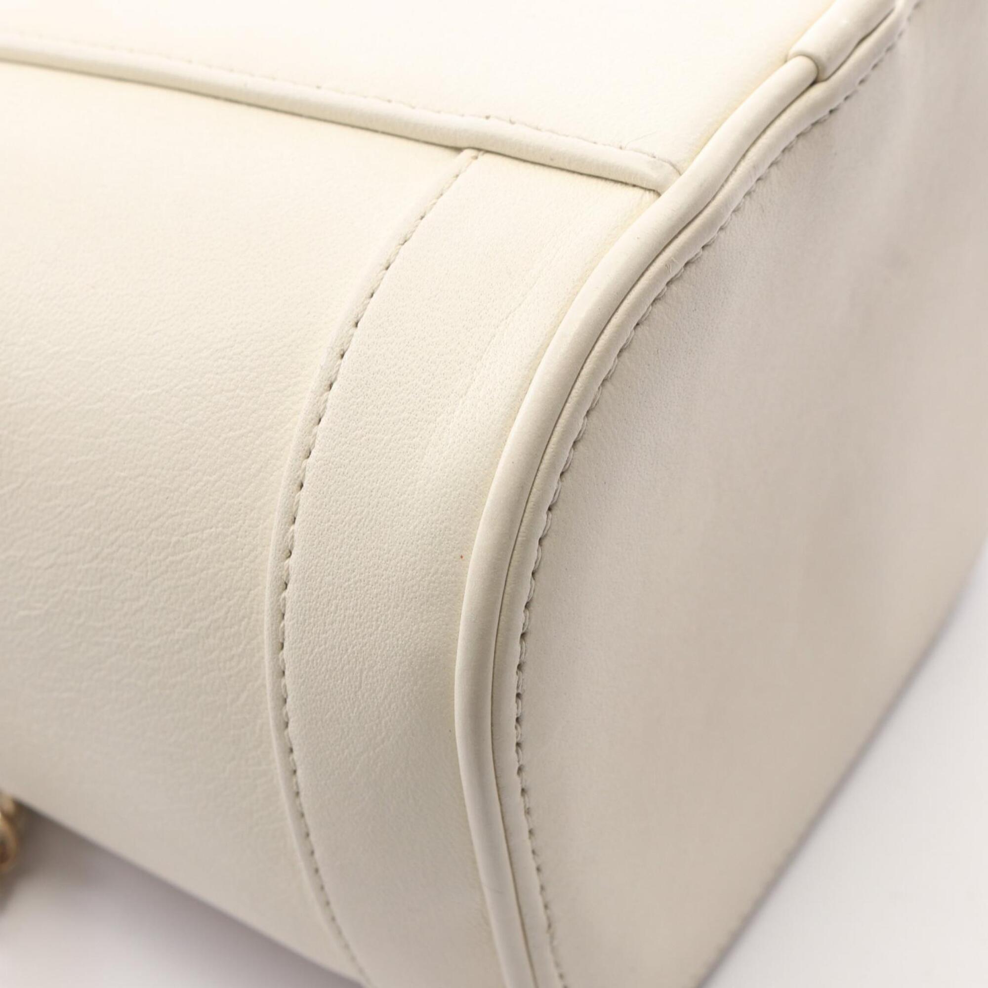 Chanel White Leather Handbag Vanity Bag (Pre-Owned)