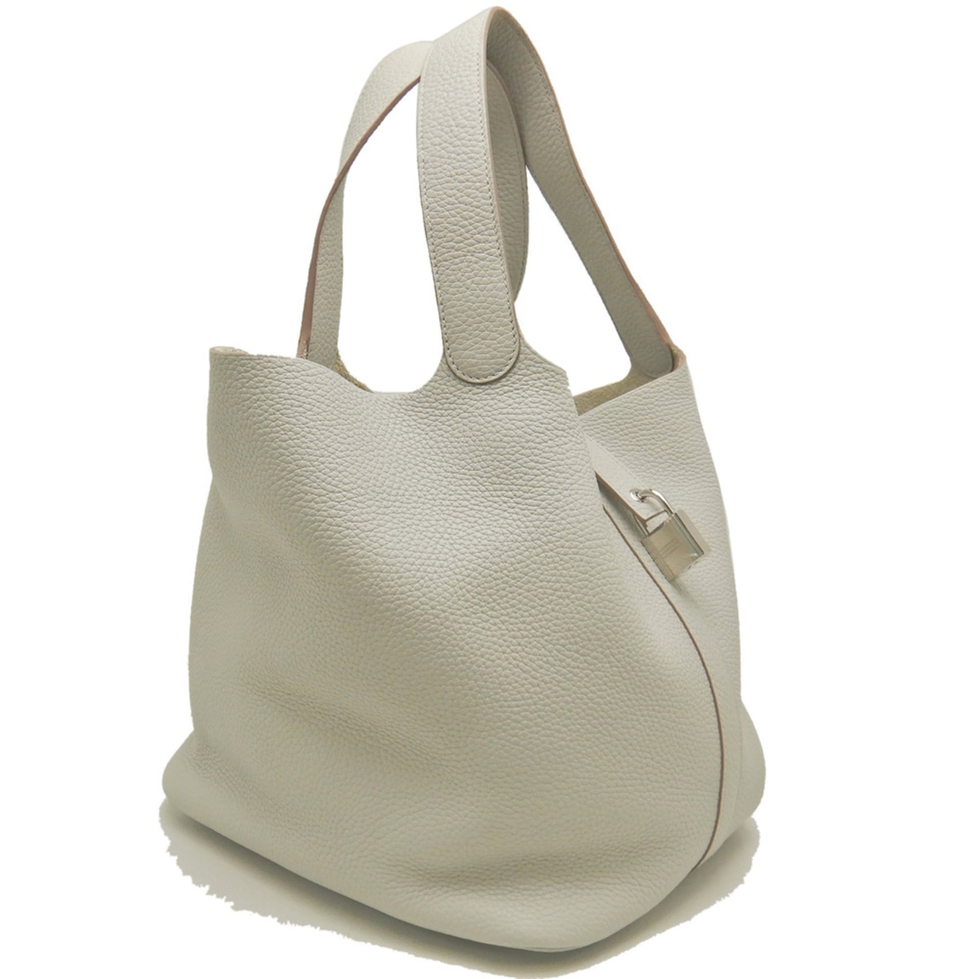 Hermes Pearl White White Taurillon Clemence Leather Handbag (Pre-Owned)
