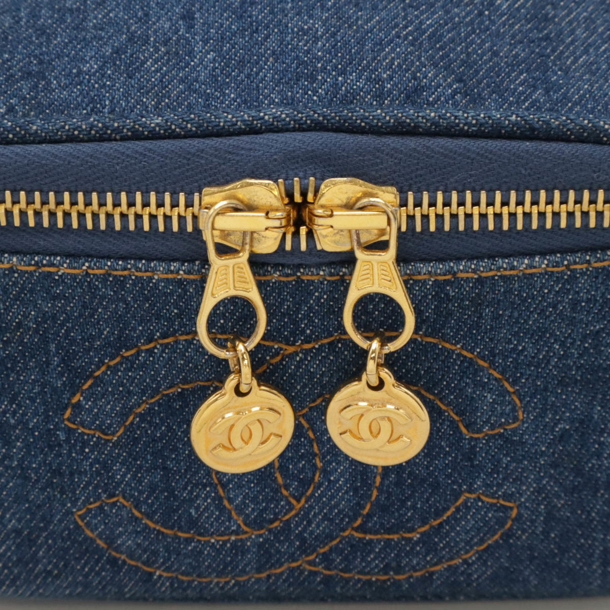 Chanel Blue Denim Handbag Vanity Bag (Pre-Owned)