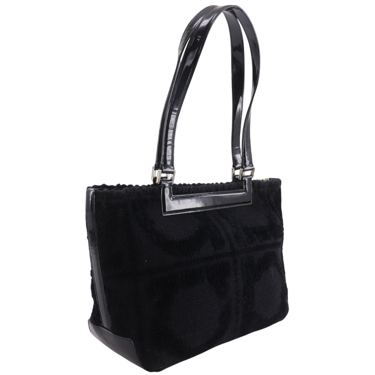 Salvatore Ferragamo Gancini Black Wool Tote Bag (Pre-Owned)
