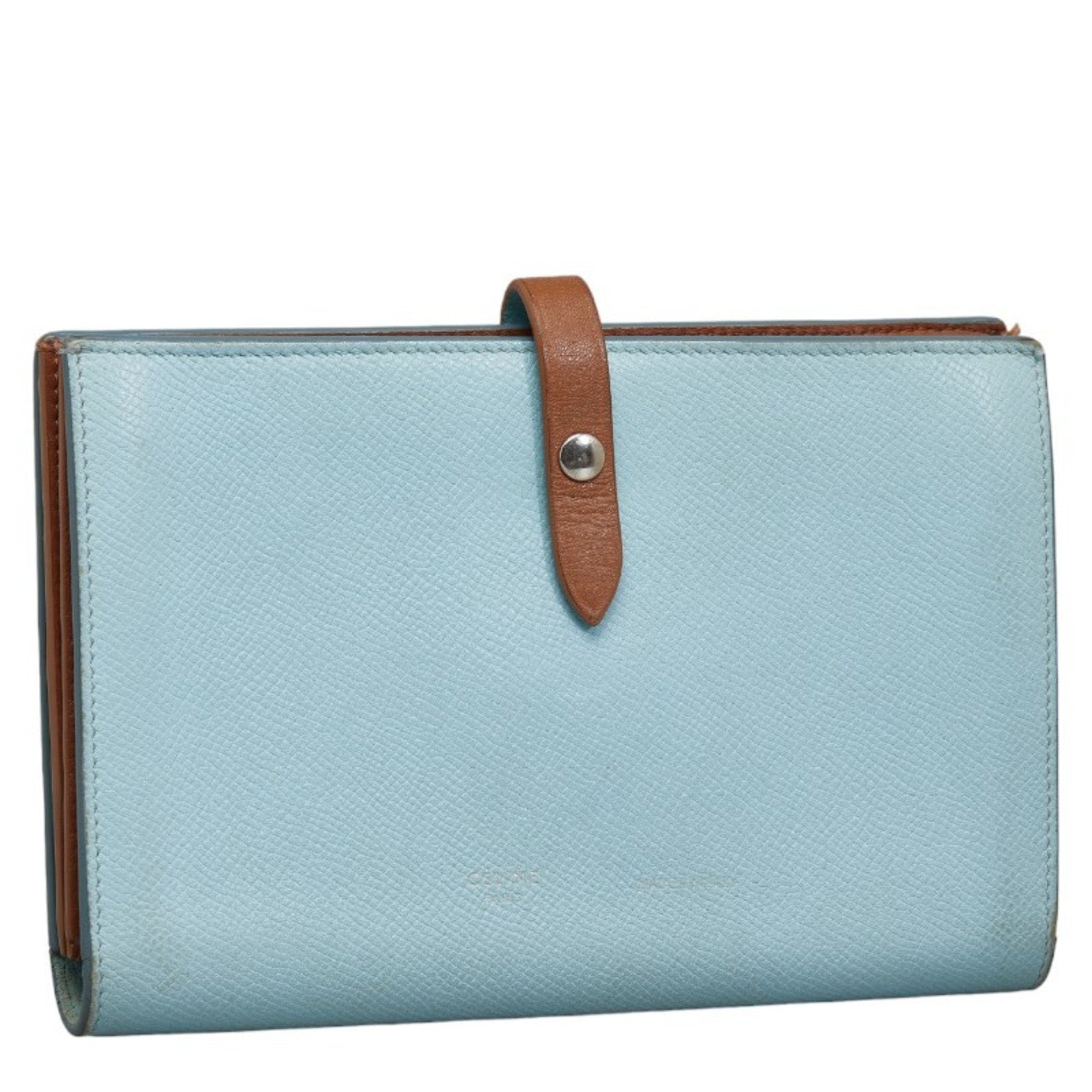 Celine Blue Brown Leather Wallet (Bi-Fold) (Pre-Owned)