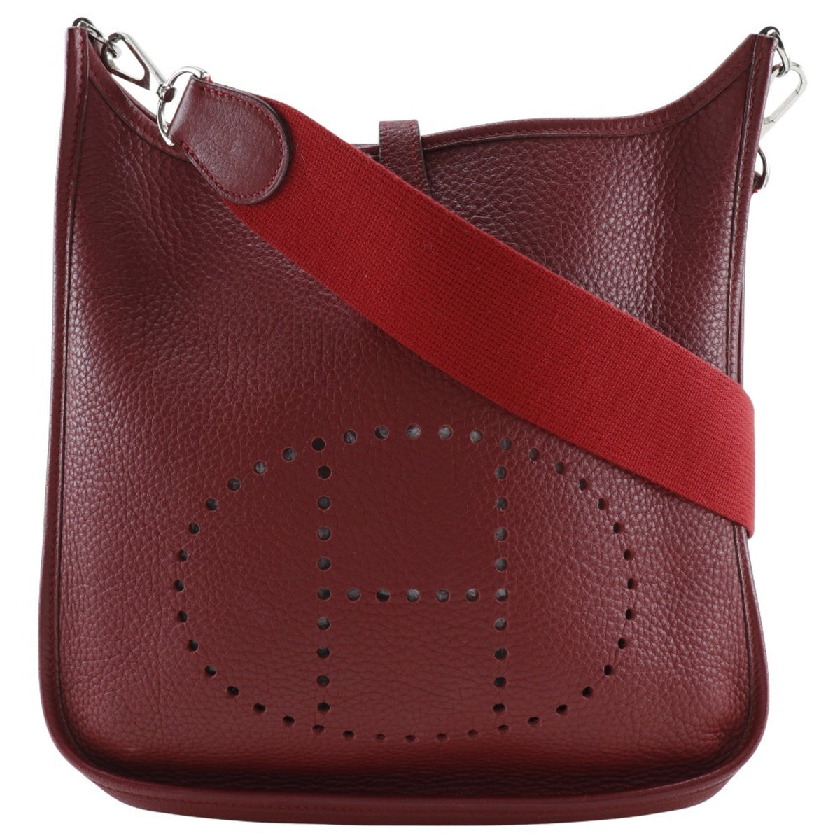 Hermes Red Color Taurillon Clemence Leather Shoulder Bag (Pre-Owned)